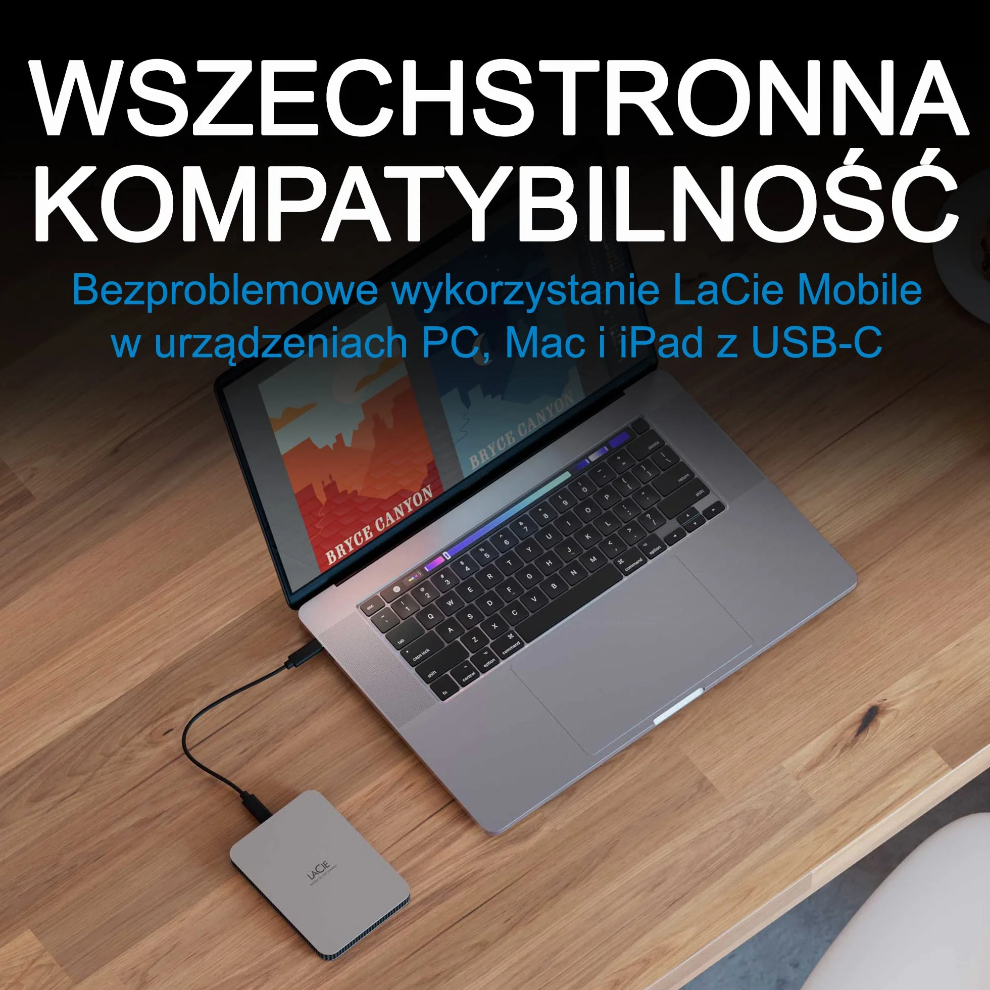 LaCie Mobile Drive 5TB, Zewnętrzny dysk twardy przenośny, PC Mac iPad & iPhone, Adobe All Apps, Data Rescue Service (STLP5000400)