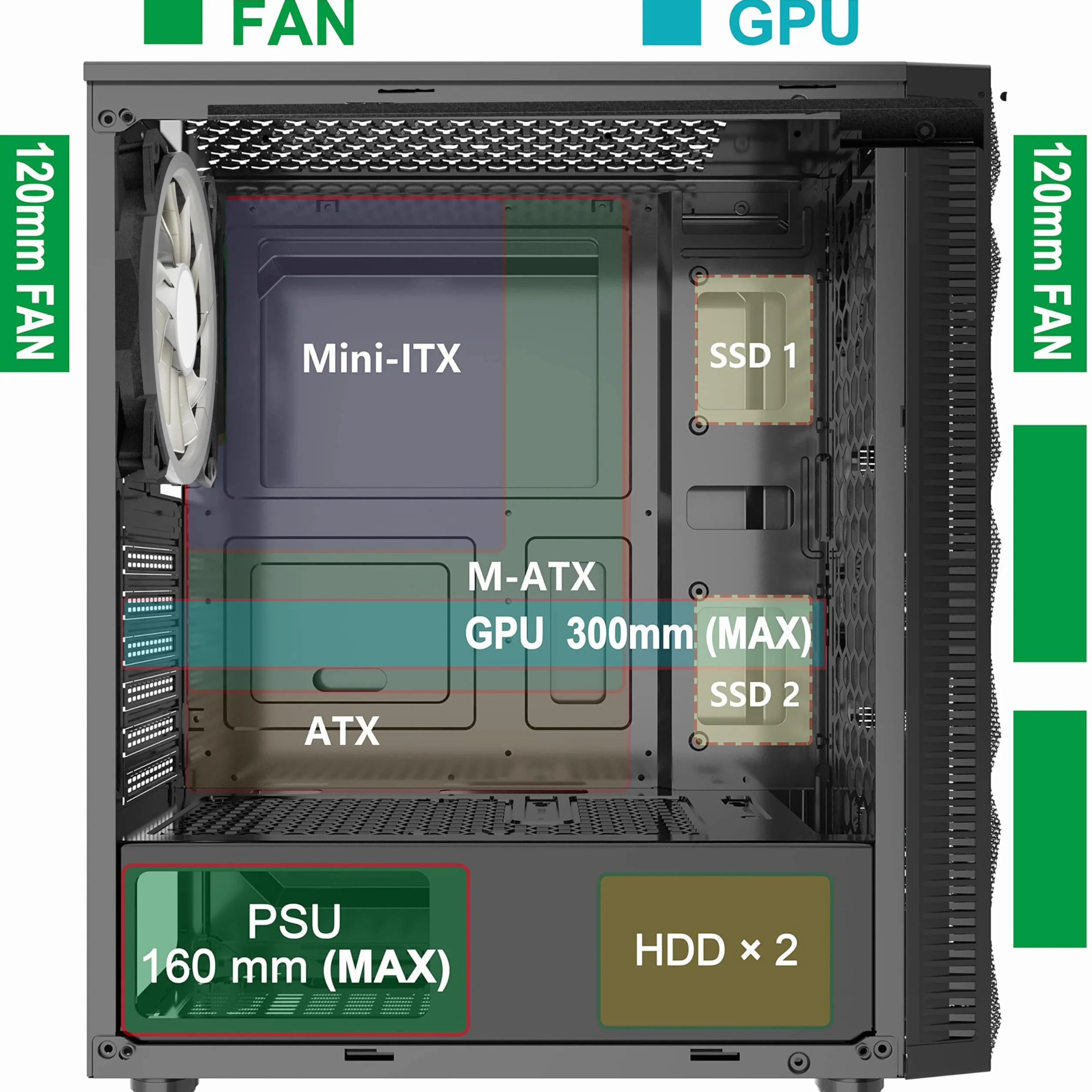 MOROVOL Obudowa PC wstępnie zainstalowana 4 wentylatory RGB, obudowa na komputer do gier ATX z przednią siatką w kształcie rombu i bocznym panelem ze szkła hartowanego, obudowa USB 3.0 Airflow Mid