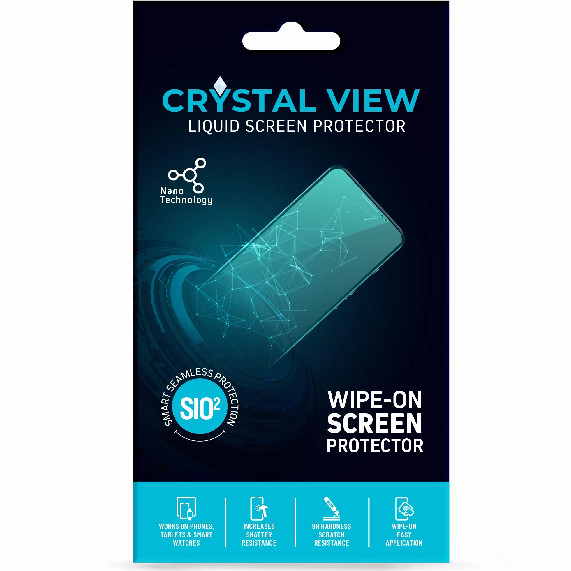 CRYSTAL VIEW Osłona ekranu z płynnego szkła – odporna na ścieranie i pękanie, nano ochrona do wszystkich telefonów, tabletów, inteligentnych zegarków, uniwersalna