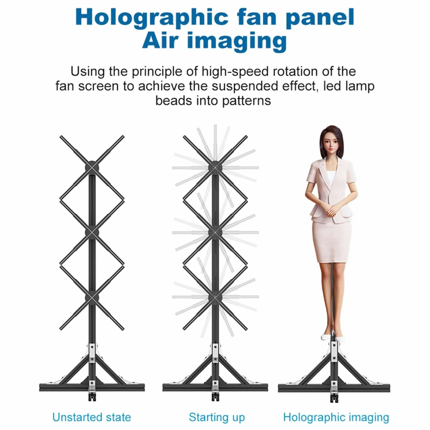 Reklamowy wentylator hologramowy 3D, projektor hologramowy, wyświetlacz reklamowy LED, wentylator holograficzny LED, realistyczny wyświetlacz, mobilna projekcja ekranu