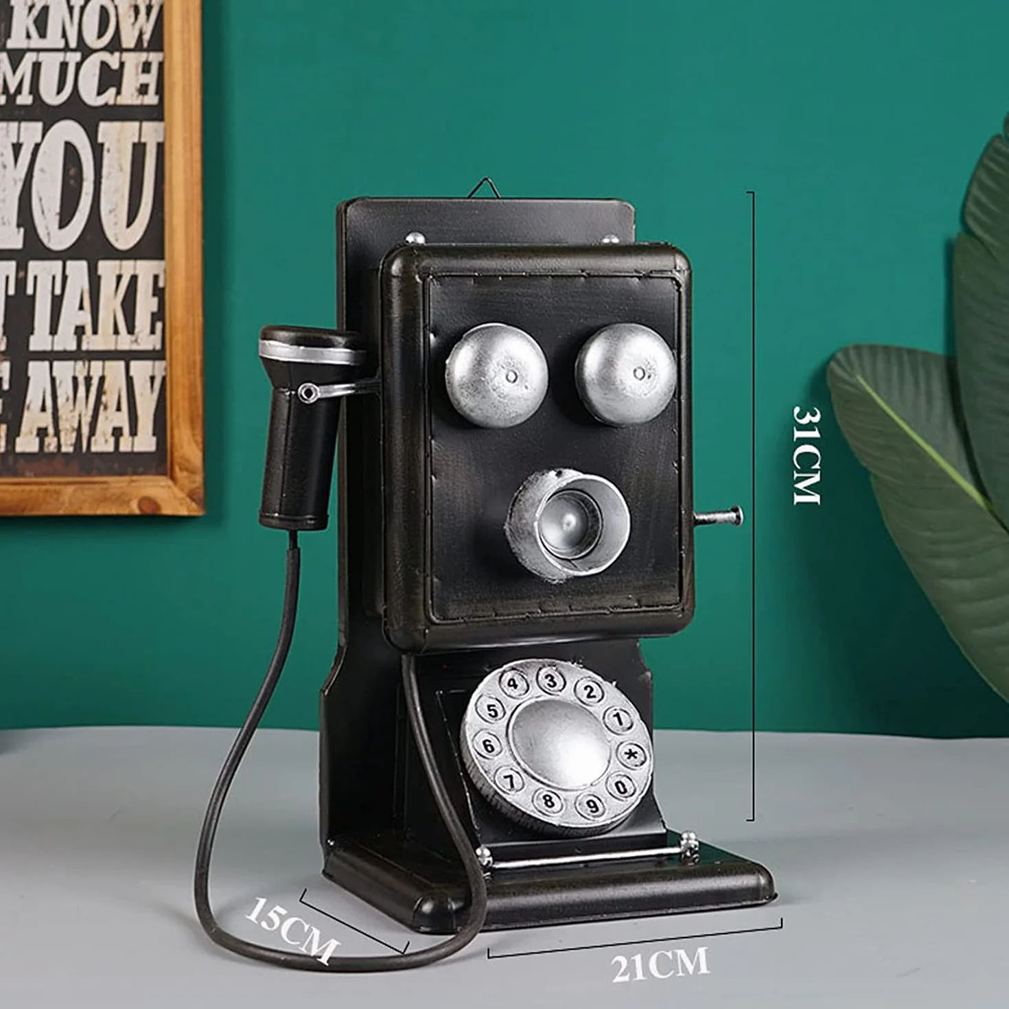 Przewodowy staromodny antyczny telefon stacjonarny dekoracja vintage retro imitacja antyczny telefon przewodowy dom biuro telefon