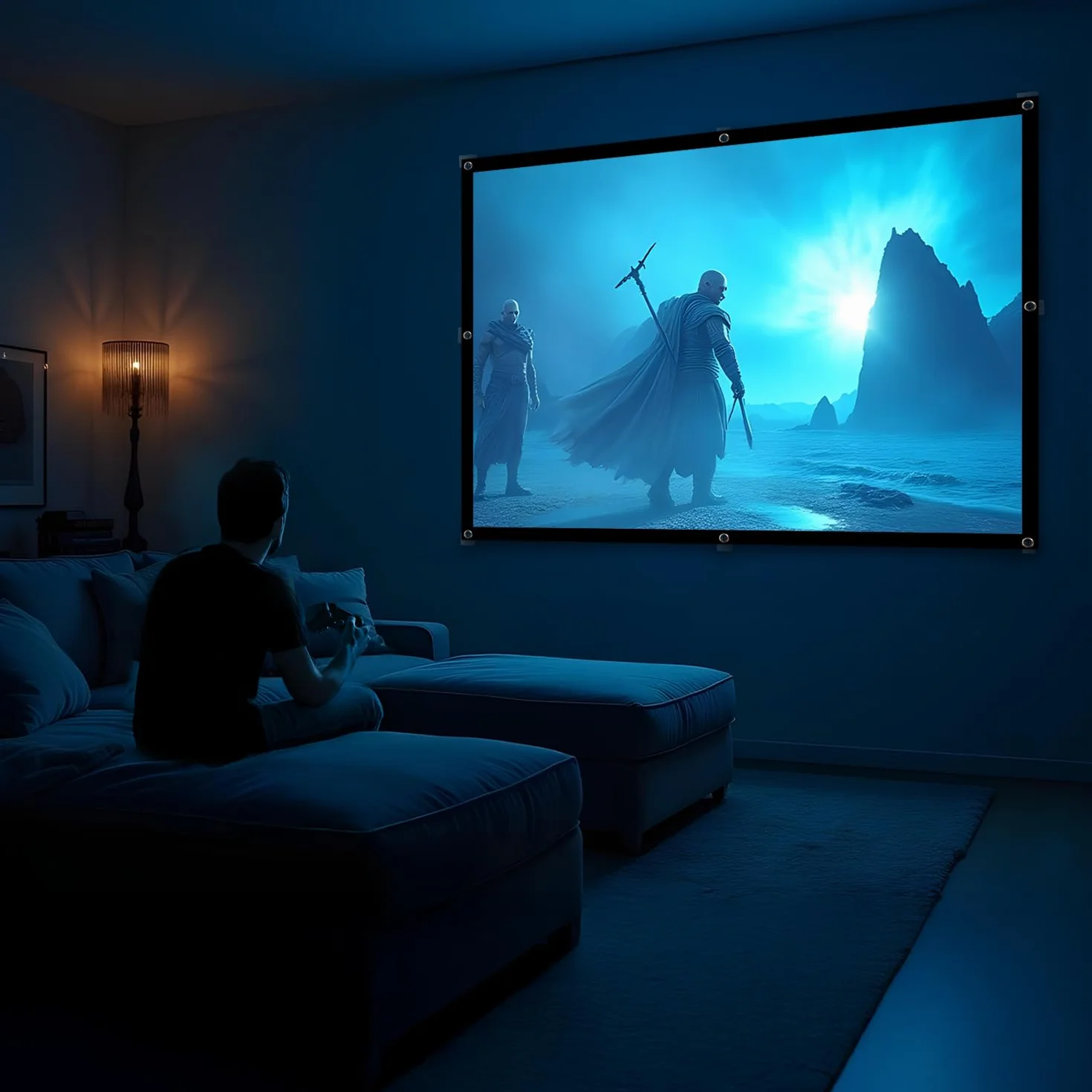 Ekran projekcyjny Maclean Portable - ekran poliestrowy z czarną ramką 25 mm, kątem widzenia 179° i łatwą instalacją (84", 175x131cm)