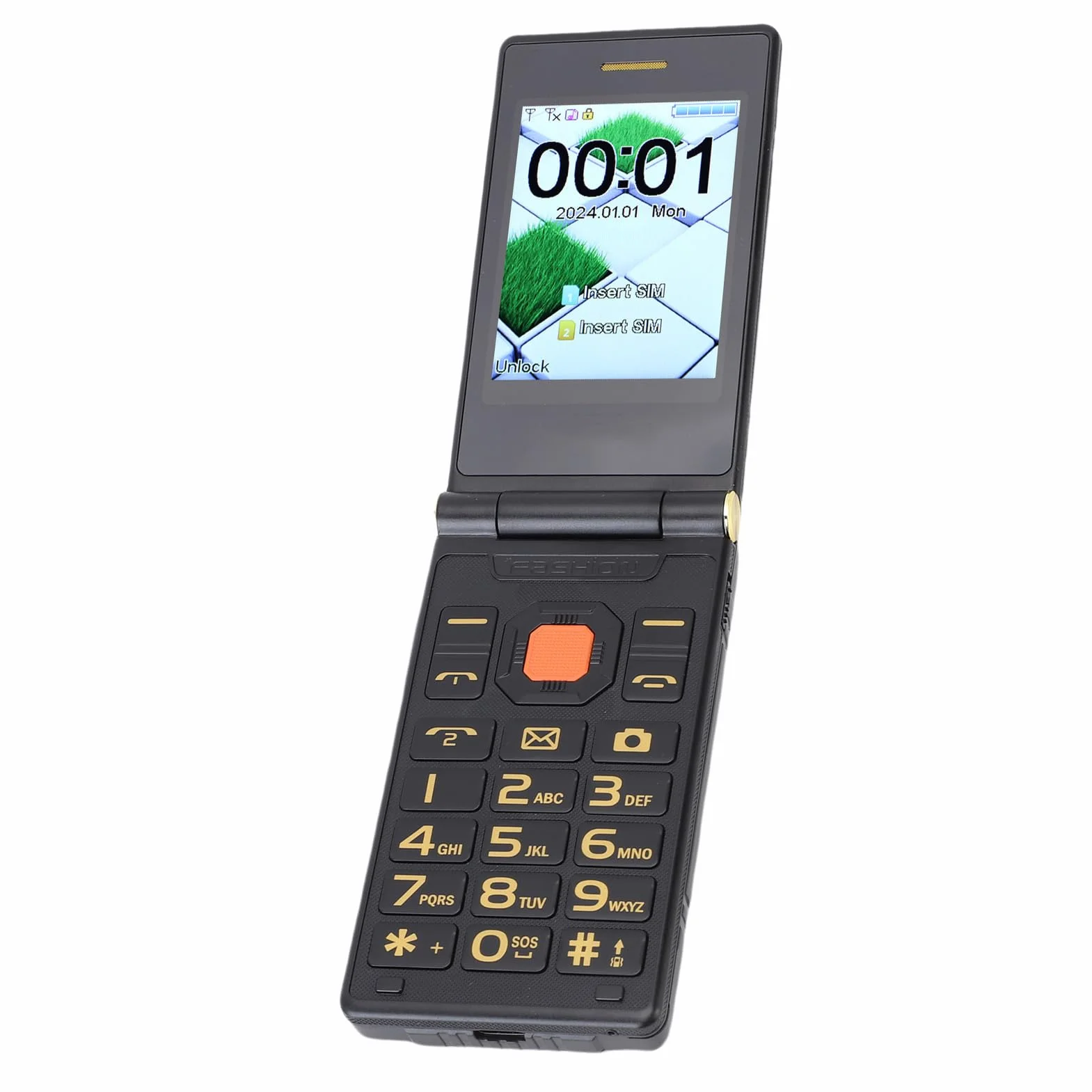 Bewinner Dual Ecran Flip Telefon z Aparatem, Dużymi Czcionkami, Systemem Transmisji Głosowej, Numery Rodzinne, Bateria 4800 MAh, GSM 850/900/1800/1900 MHz, Dual SIM Dual Standby, Obsługa (BLACK)