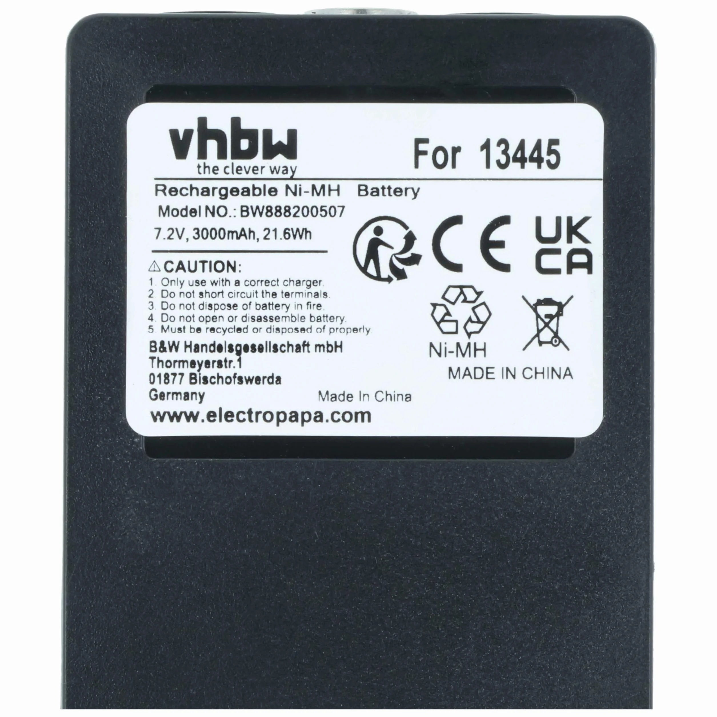 vhbw Bateria zamienna do Palfinger Scanreco 708031757, IM6024, RSC7220 do przemysłowego pilota zdalnego sterowania (3000 mAh, 7,2 V, NiMH) - czarny