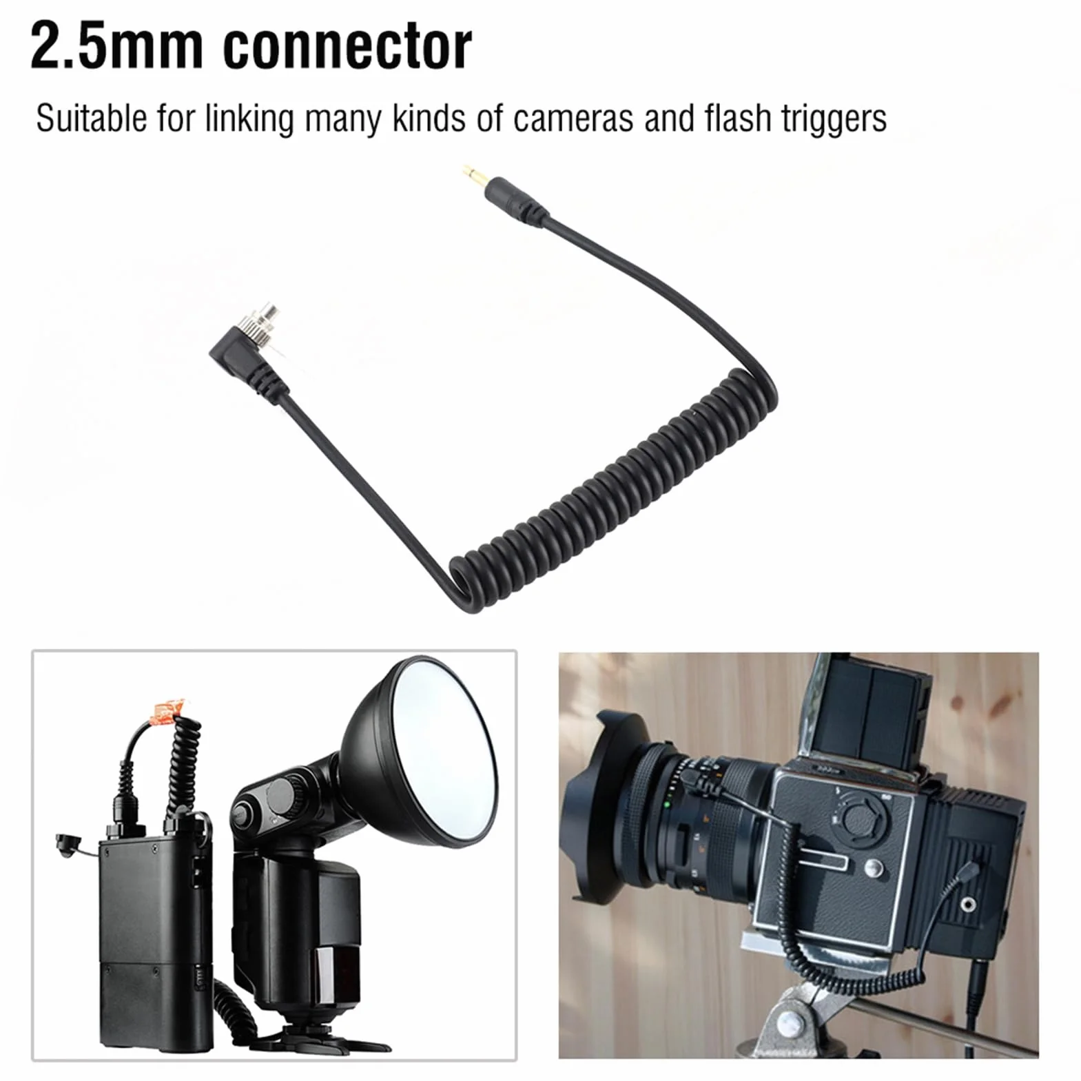 2,5 mm do PC kabel synchronizacyjny z wtyczką do lampy błyskowej, kabel wyzwalania lampy błyskowej aparatu (100 cm)