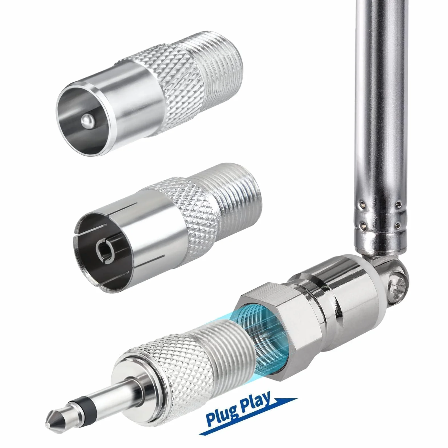 Bingfu DAB FM UKW antena radiowa 75 Ohm Unbal antena teleskopowa antena pokojowa kompatybilna z Yamaha Denon Pioneer Marantz Bose Wave system muzyczny odbiornik stereo wewnętrzny odbiornik