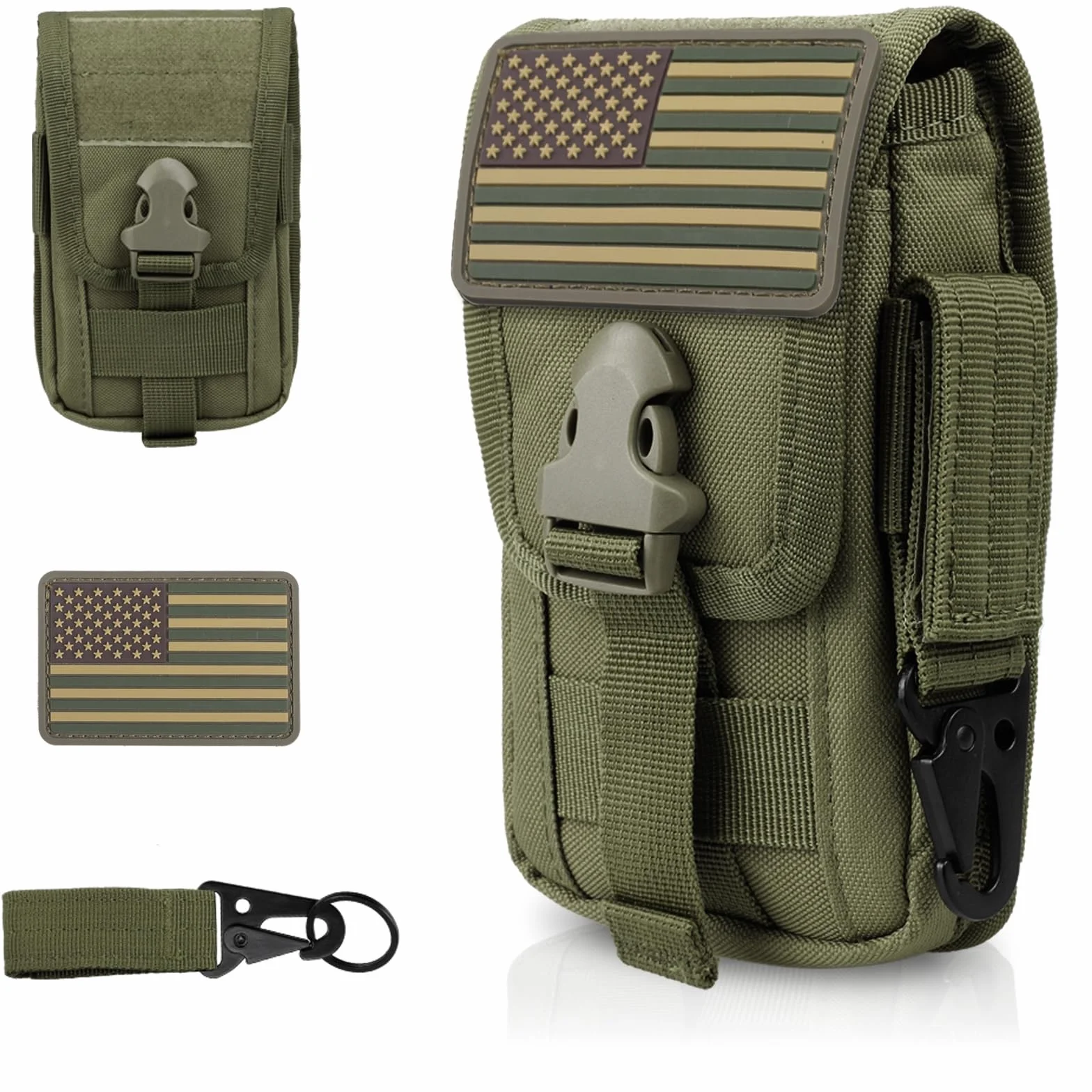 WYNEX Taktyczne etui na telefon Molle, torba na telefon komórkowy EDC Utility etui na telefon komórkowy z zamkiem na karty organizer pasuje do etui na pasek biodrowy zawiera taktyczny klips na sprzęt