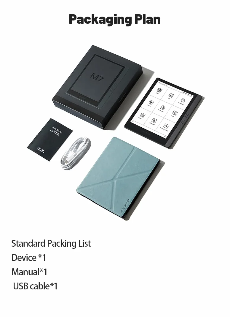 Meebook E-Reader M7 | 6.8' Eink Carta Screen | 300PPI Smart Light | Android 11 | Ouad Core Processor | Out Speaker | Support Google Play Store | 3GB+32GB Storage | Micro-SD slot | Gray