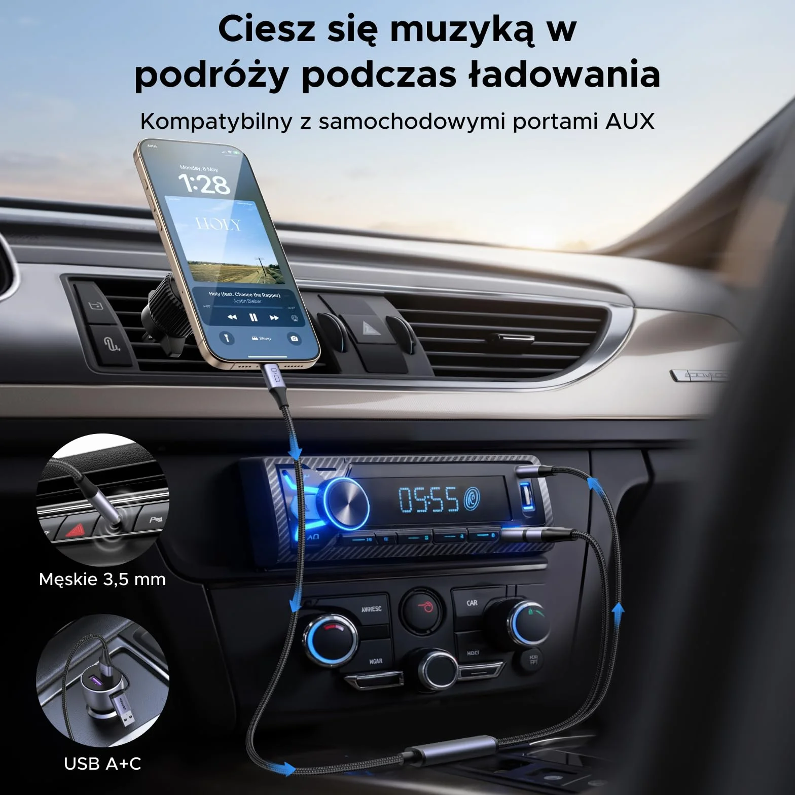 UGREEN Adapter USB-C na jack 3,5mm, 2w1 z 60W PD | kompatybilny z iPhone 17, Galaxy S25, iPad Pro itp., Hi-Res Audio, szybkie ładowanie 60W PD, Plug & Play, bez sterowników