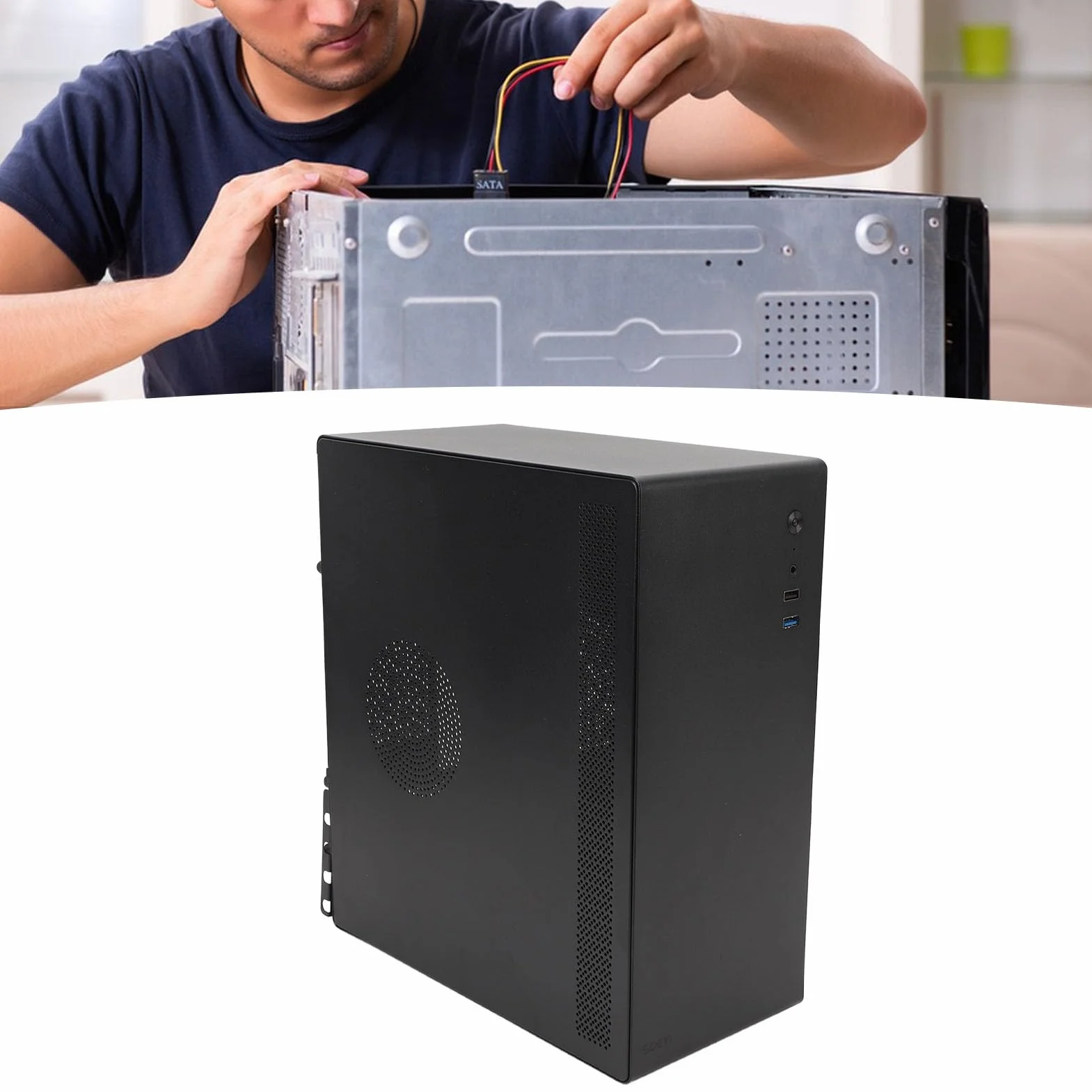 Obudowa Komputera do Gier, Obsługa Karty Graficznej 280 Mm, Prześwit Chłodnicy Procesora 120 Mm Obudowa Komputera ATX, PC Micro ATX z Gniazdami Dźwiękowymi USB 3.0 do Gier w Domowym Biurze
