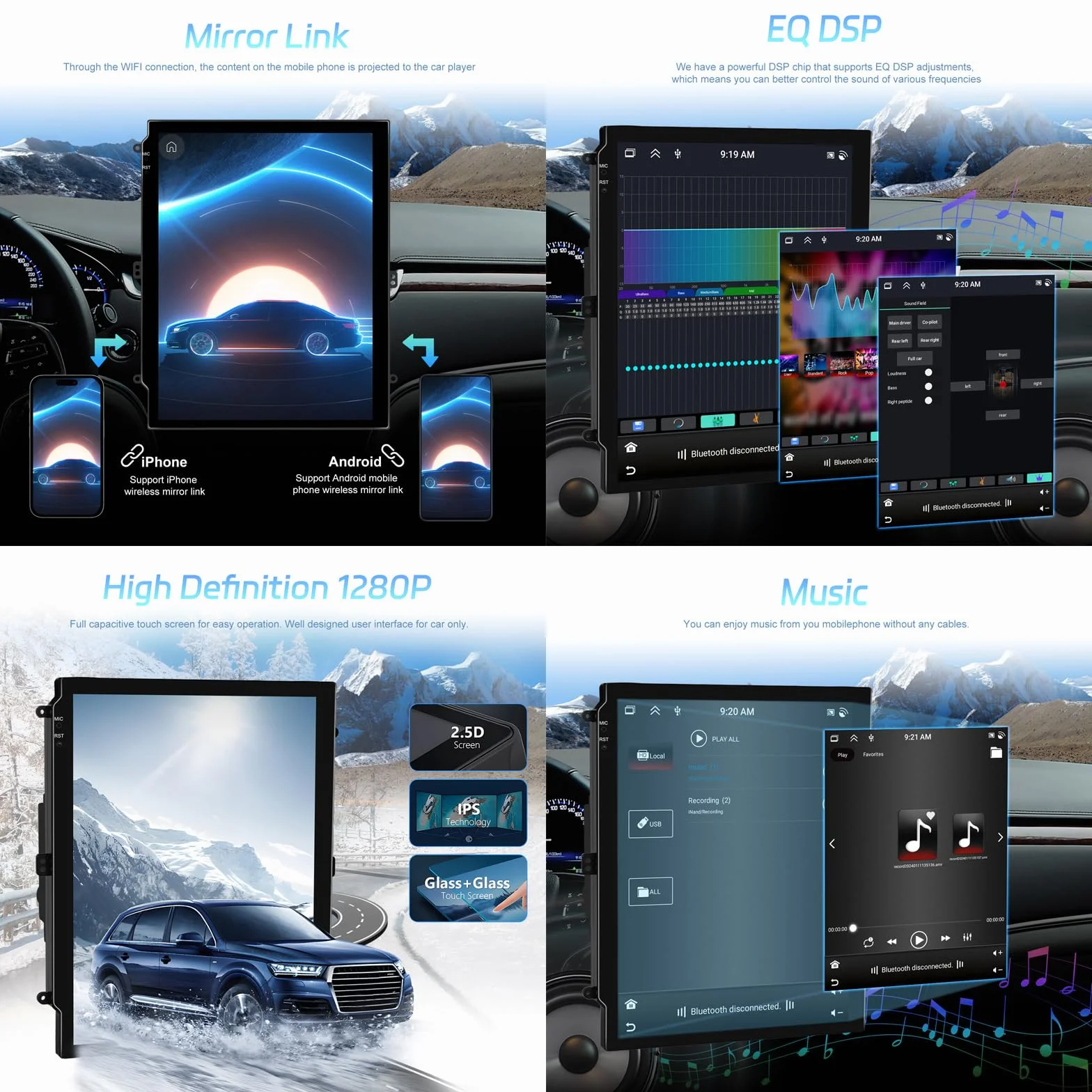 Android 15 Qualcomm Car Radio for F-ord Focus (2011-2019) Wymiana Stereo Head Unit 9,7" QLED Touchscreen z nawigacją Carplay GPS Multimedia Player DSP,M700s