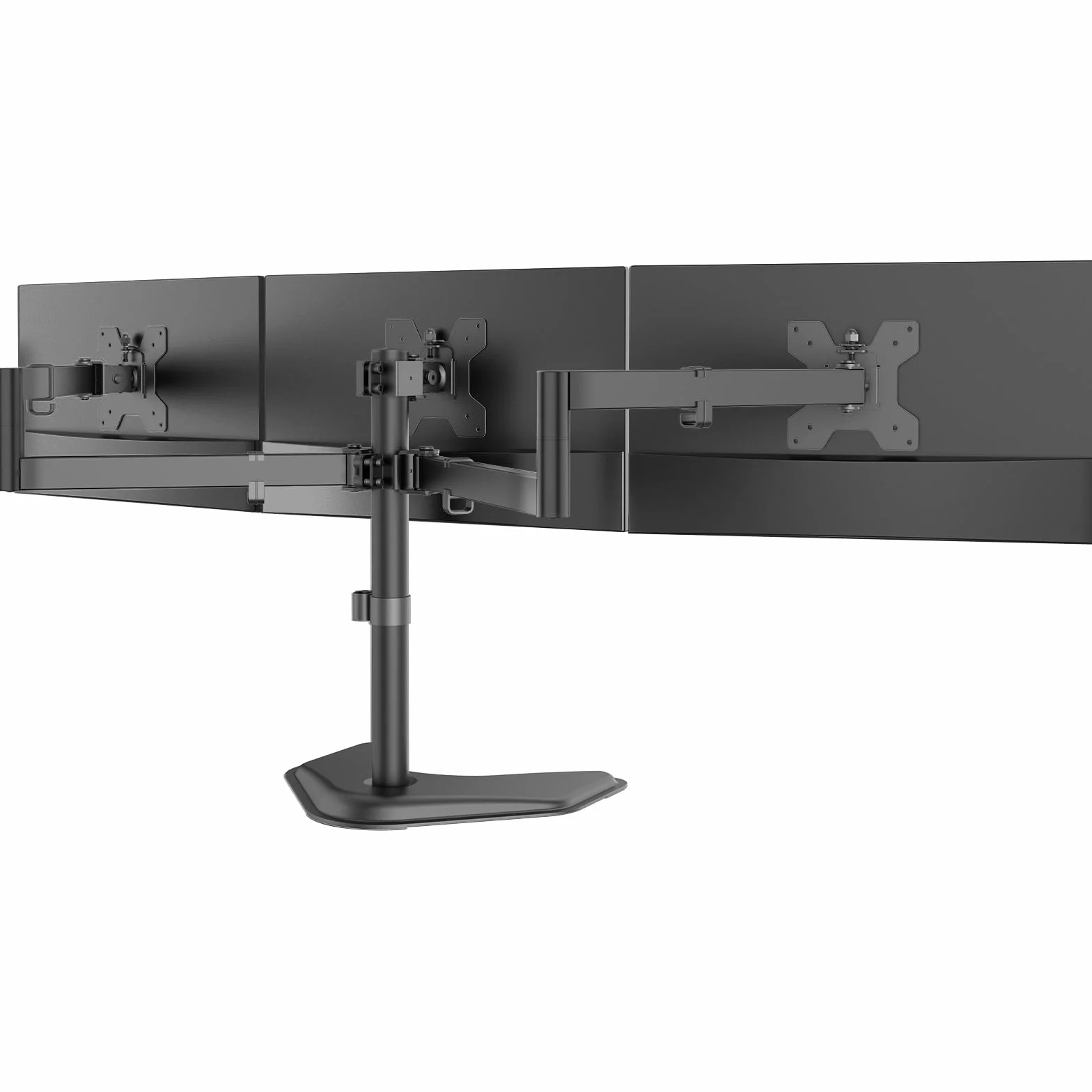 WALI Potrójny stojak na monitor, wolnostojący trzy monitory LCD w pełni regulowany uchwyt biurkowy pasuje do 3 ekranów do 68.6 cm, nośność 10 kg na ramię (MF003), czarny