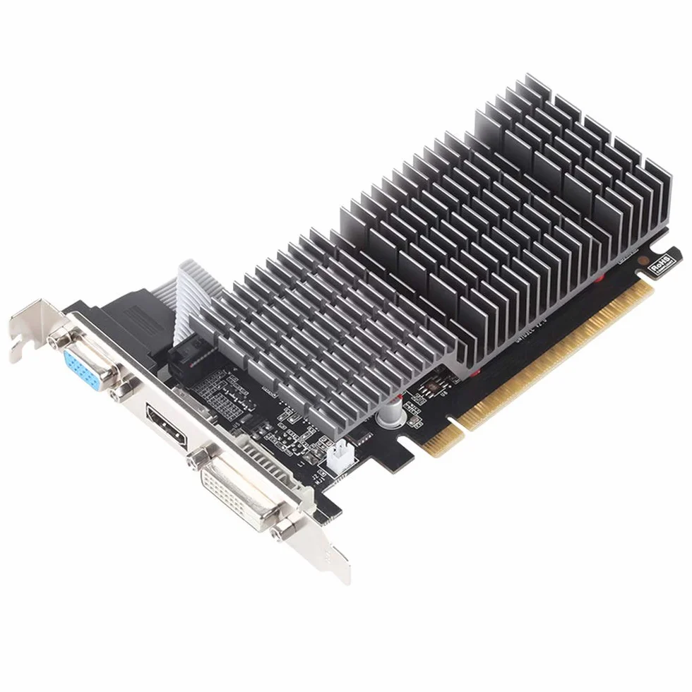 maxsun Karta graficzna NVIDIA GeForce GT 710 2 GB – karta graficzna GPU (pasywny, niski profil, niski pobór mocy, VGA, DVI-D, HDMI, GDDR3, HTPC, pasywny cichy system chłodzenia bez wentylatora)