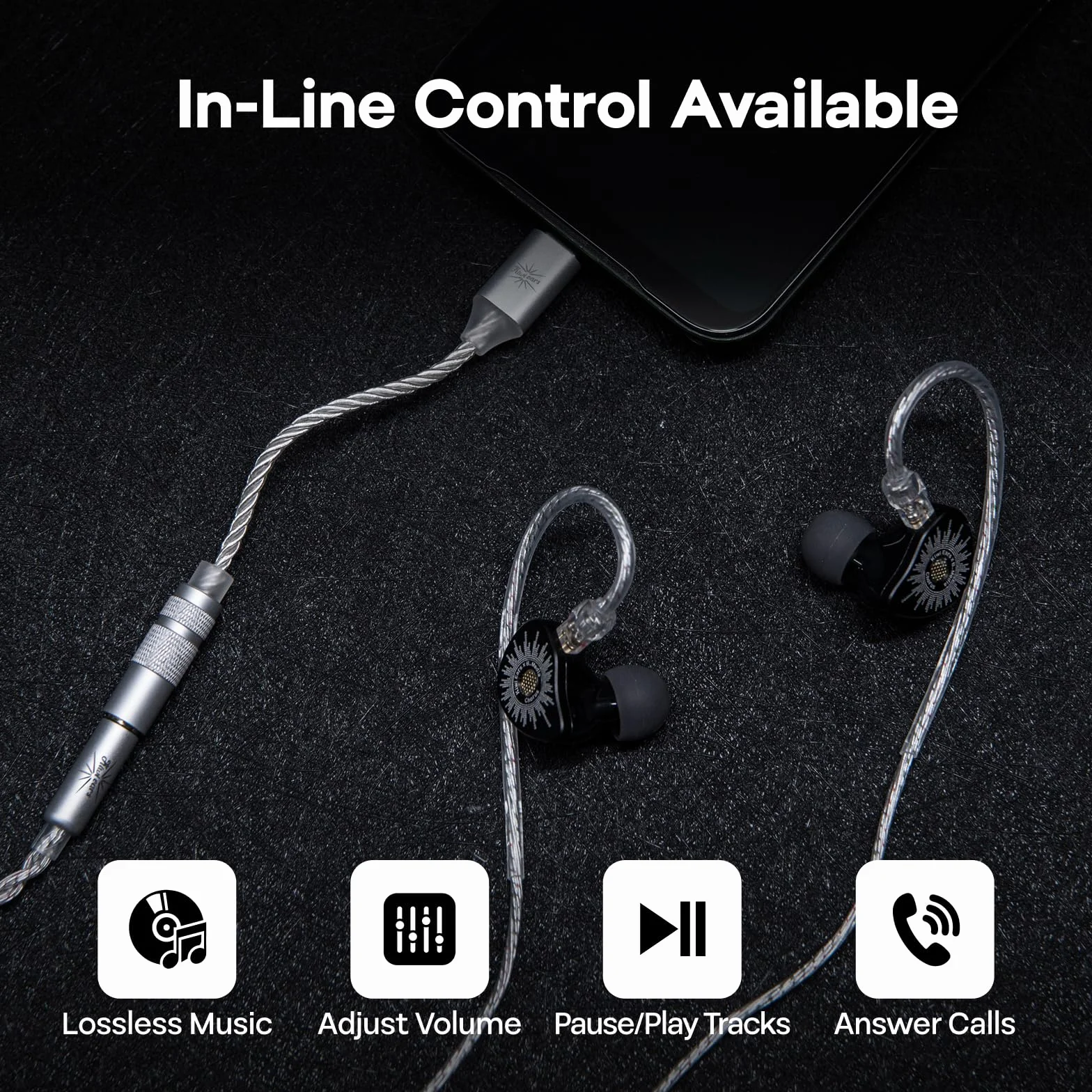 Kiwi Ears AD1 Kabel adapterowy DAC USB-C do 3,5 mm, 32 bity/384 kHz, Srebro