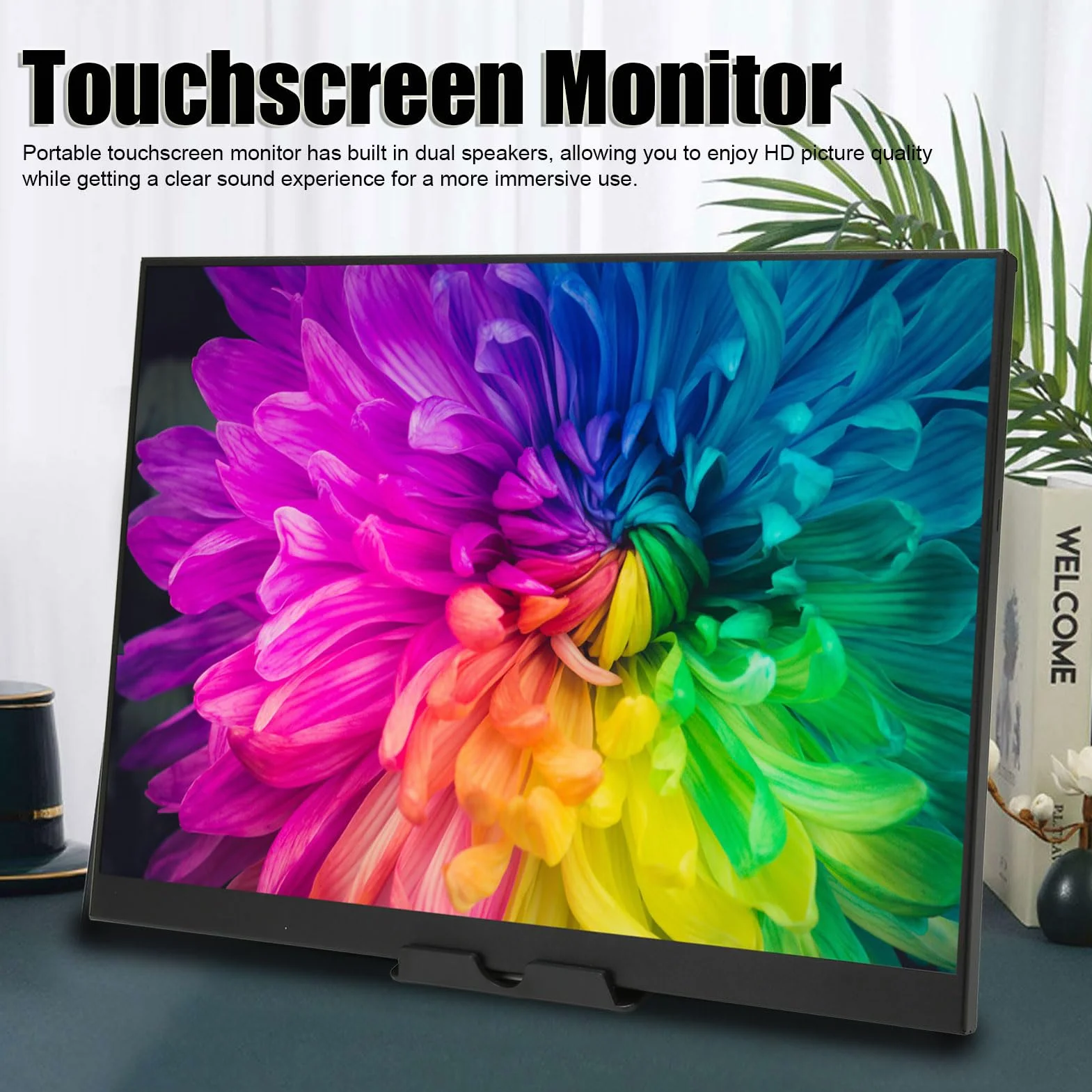Przenośny Monitor z Ekranem Dotykowym, 16-calowy Wyświetlacz HD 1920x1200 60 Hz Wbudowane Dwa Głośniki, Port HDMI Typu C, Zewnętrzny Monitor do Gier do Laptopa do Przełącznika