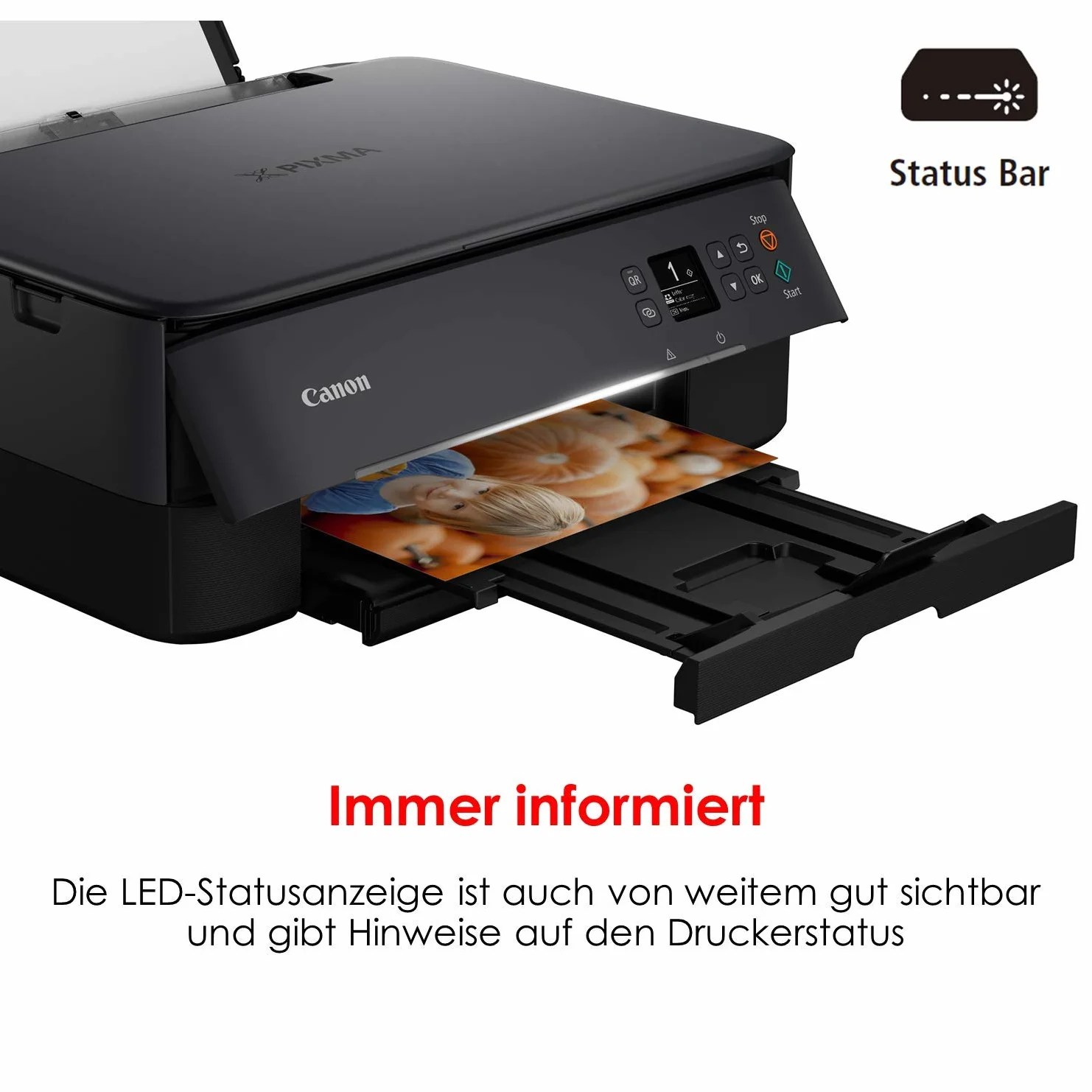 Canon PIXMA TS5350 kolorowa drukarka atramentowa, urządzenie wielofunkcyjne DIN A4 (skaner, kopiarka, OLED, 4800 x 1200 dpi, USB, Wi-Fi, druk dwustronny, 2 podajniki papieru), czarna