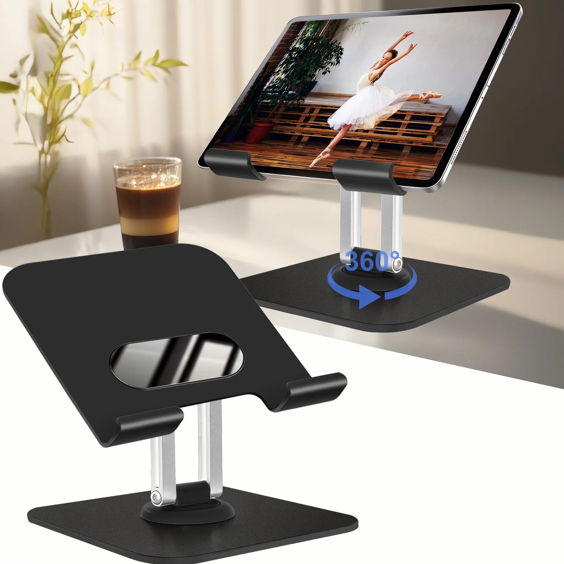 JOYIT Uchwyt na tablet, regulowany stojak na tablet, super stabilny stojak na iPada, uchwyt na tablet iPad Air Mini 7 Galaxy Pro 12,9 i wszystkich urządzeń o przekątnej ekranu 12,9" (4-12,9") (czarny)