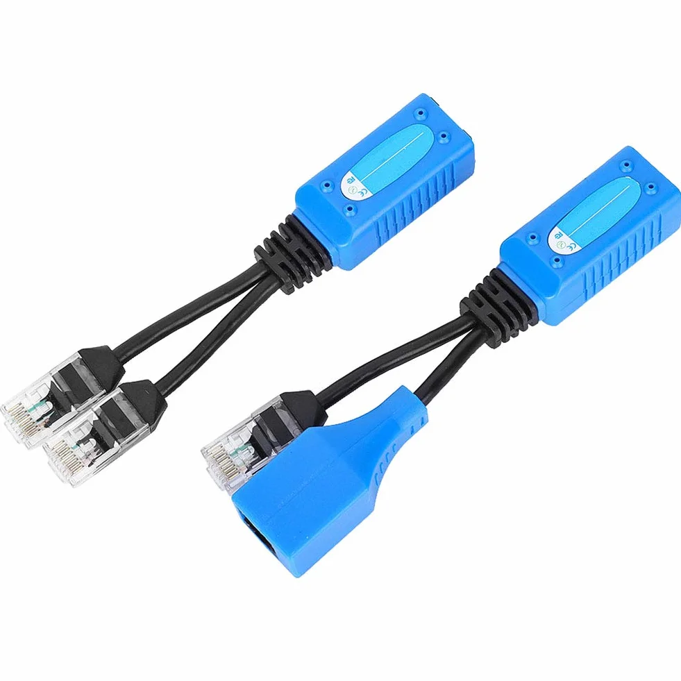 Rozdzielacz POE RJ45 do kamer IP, zestaw 2 kabli zasilających