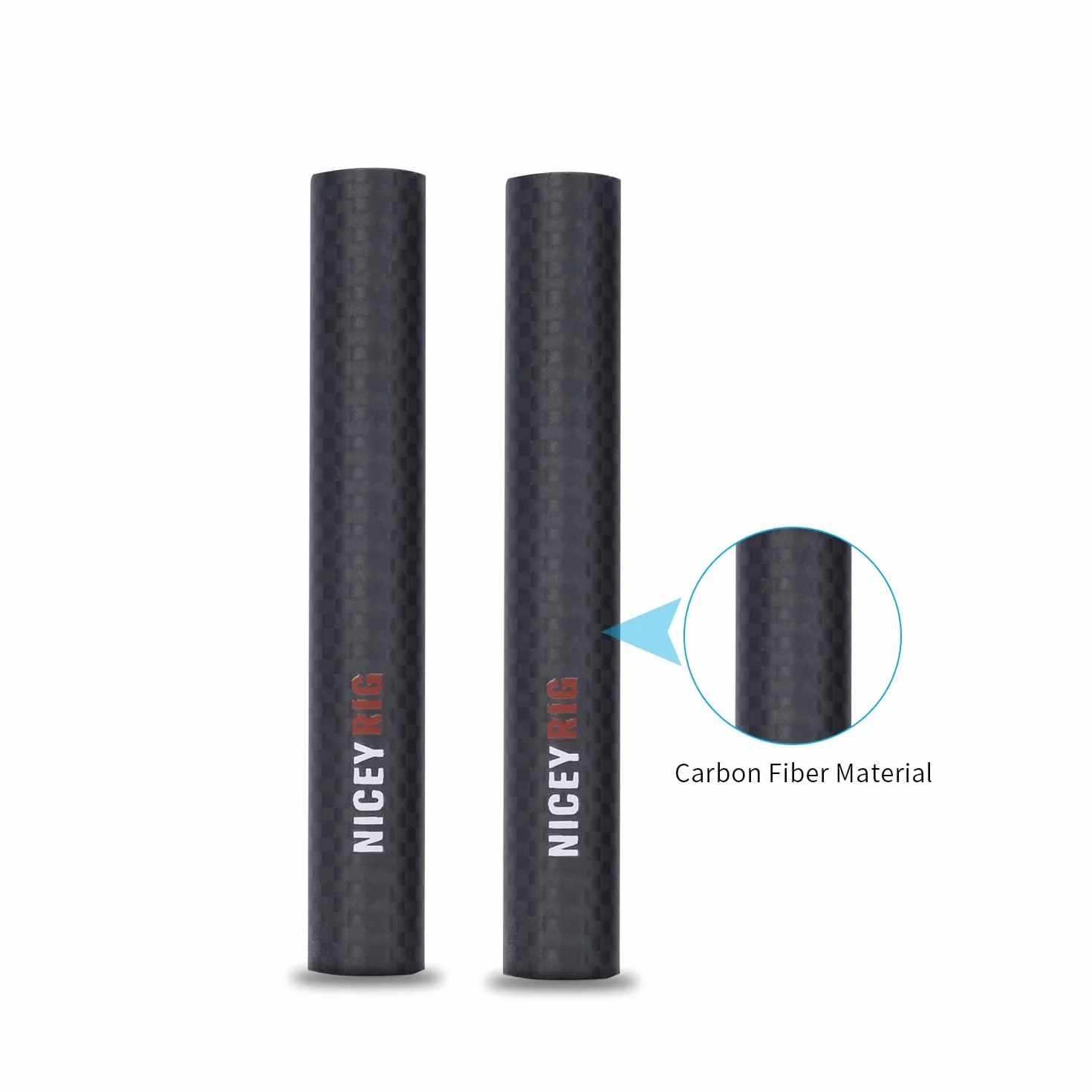 NICEYRIG Pręty z włókna węglowego 15 mm, długość 10 cm (4 cale) (2 szt.) | Do zacisku pręta Matte Box Follow Focus, DSLR Shoulder Rig 15 mm System podparcia szyn