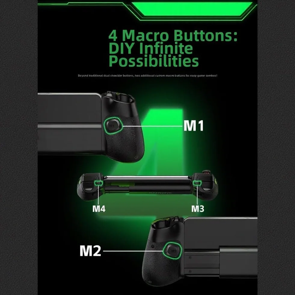 RiseNova Mobilny kontroler do gier z systemem Android i iOS, podwójny joystick do precyzyjnego sterowania, materiał ABS, ergonomiczny uchwyt na długie sesje, czarny