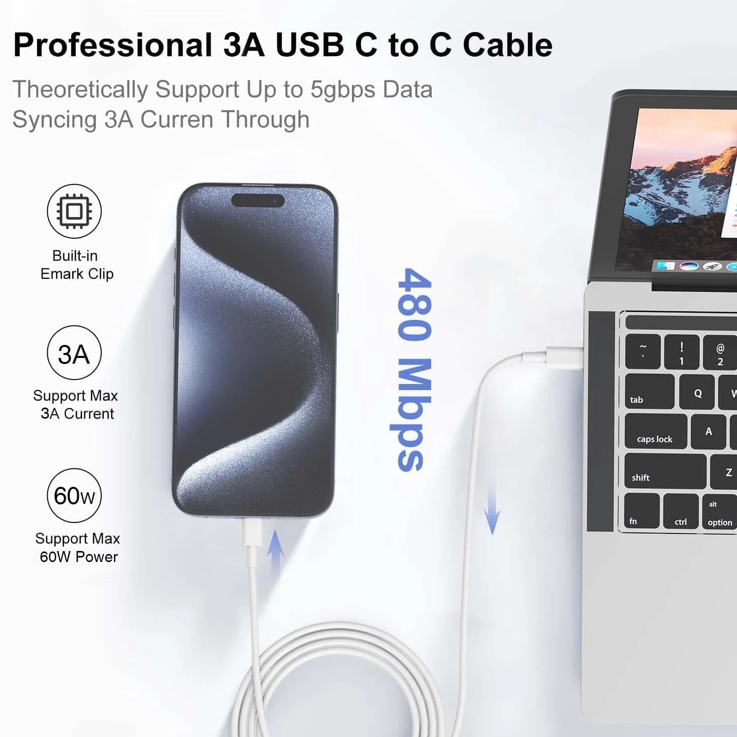Kabel USB C do USB C do MacBooka Pro, iPada Pro 12,9, 11 cm, Pad Air 5 4, Mini 6, 4 kable do szybkiego ładowania 0,9 m, kompatybilne z iPhone 15/Plus/15 Pro/Pro Max / Mac, 4 sztuki w zestawie