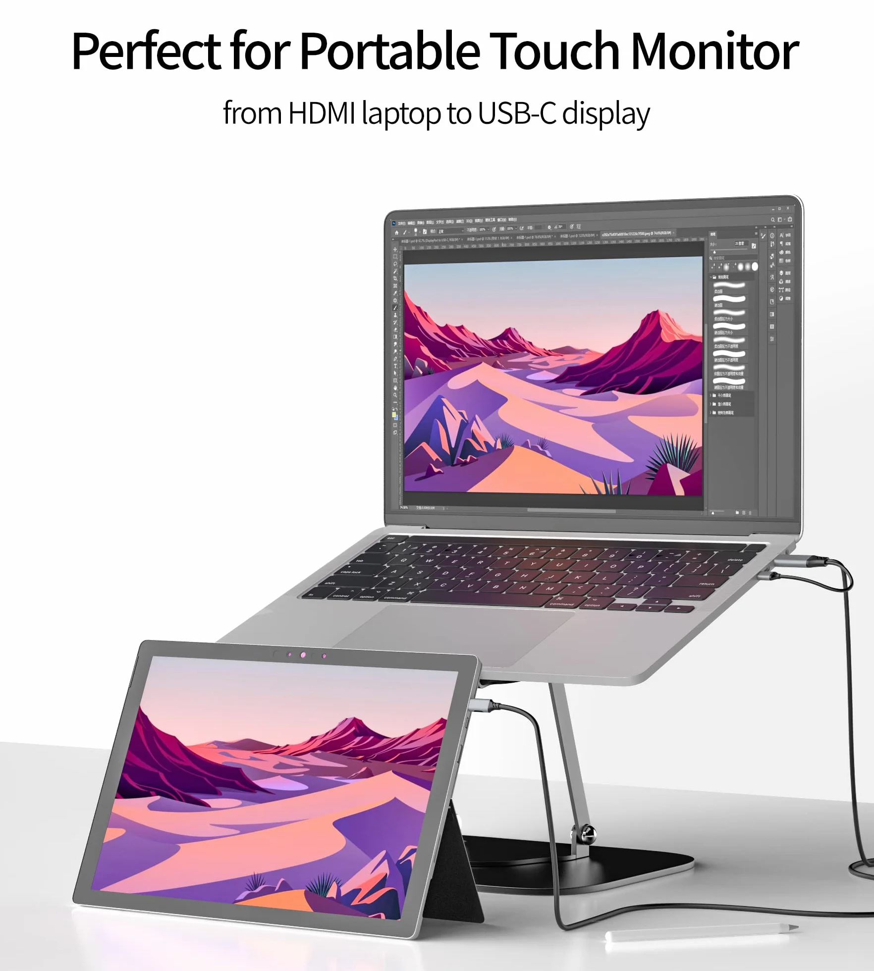 fairikabe DisplayPort do USB-C 4K60Hz 2m, jednokierunkowy DP do źródła USB-C (wtyczka do wtyczki), kompatybilny z przenośnym monitorem dotykowym, MacBook Pro/Air i iMac