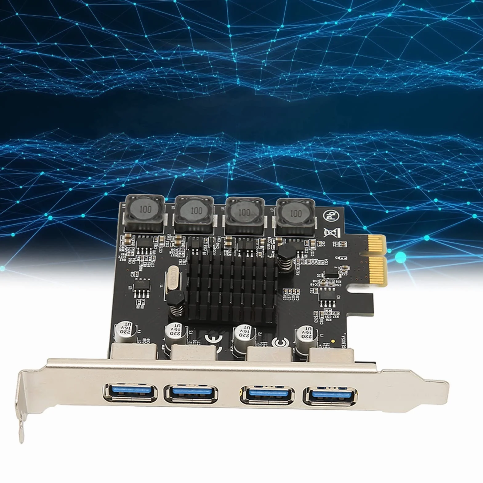 Karta Rozszerzeń PCIE na USB, Karta Adaptera 5 Gb/s 4 Porty USB 3.0 dla 7/8/10/11/XP dla Vista dla Linux Interfejs Magistrali PCI E Brak Zewnętrznego Zasilania