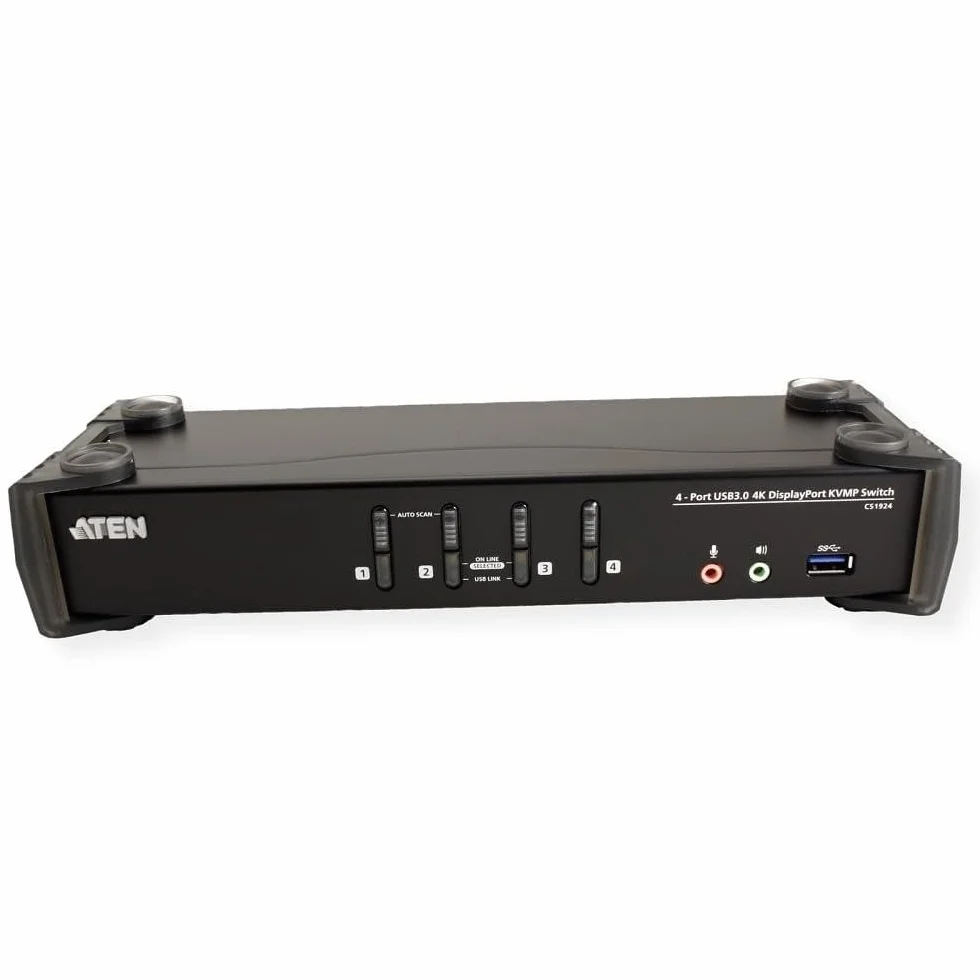 ATEN CS1924 4-portowy USB 3.0 4K DisplayPort KVM Switch czarny