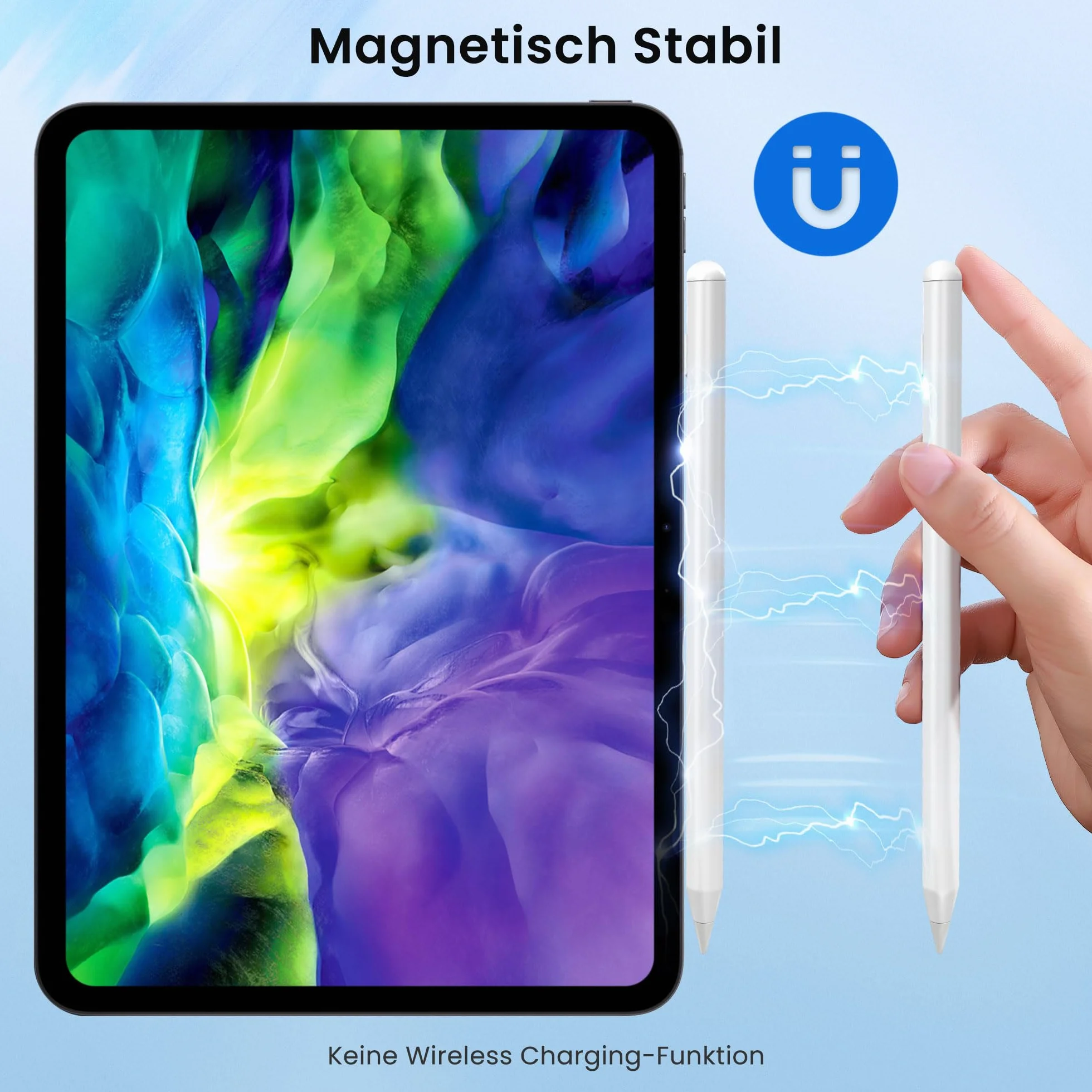 YISH Stylus do iPada 2018-2025: z magnetycznym mocowaniem, czułością na nachylenie i odrzucaniem dłoni | Kompatybilny z iPad 6/7/8/9/10/11, Air 3/4/5/M2/M3, Mini 5/6, Pro M4/11″/12,9″/13″