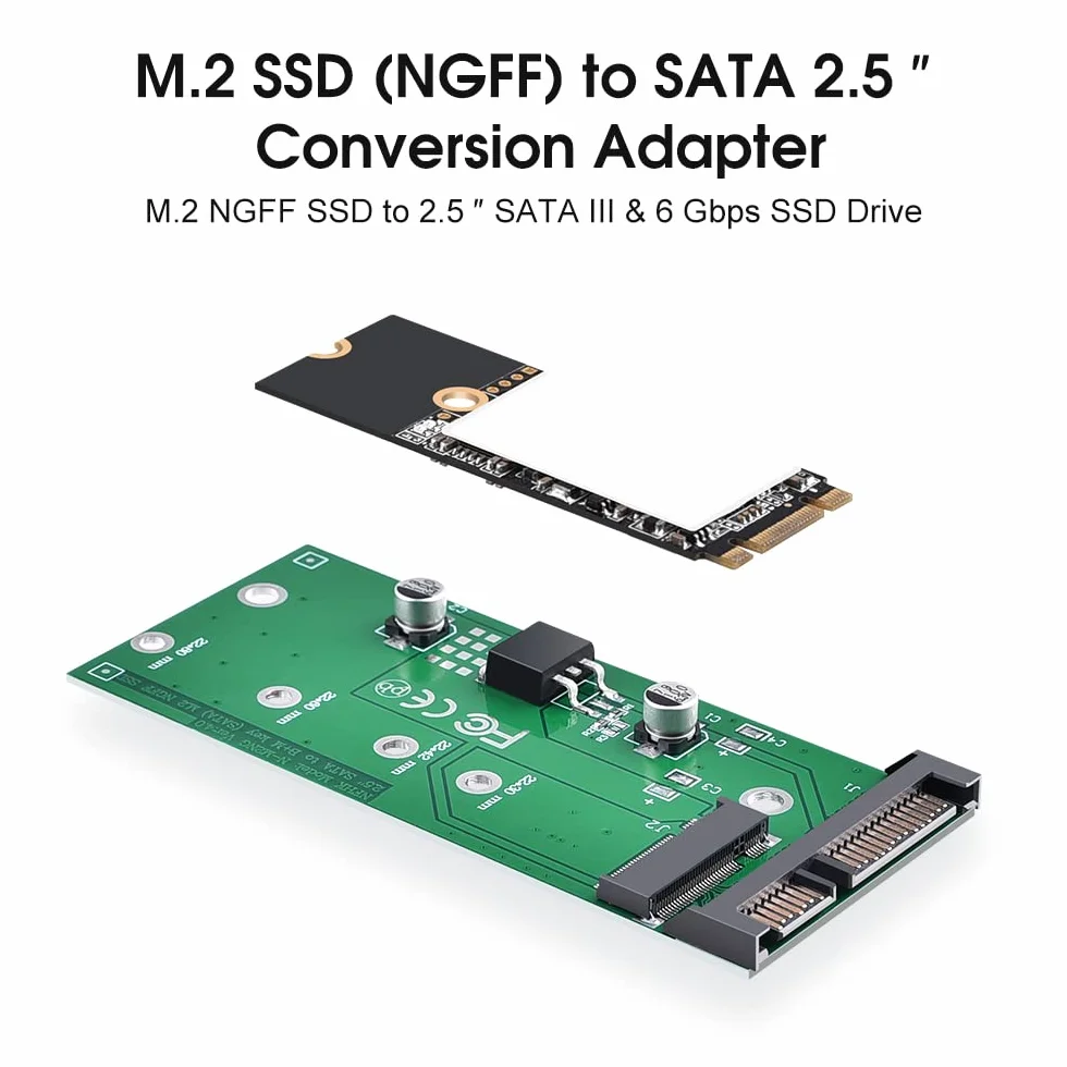 ELUTENG Adapter konwertera NGFF M.2 na SATA M.2 NGFF na 22-pinowy klucz na bazie karty SATA III B/B + M 2280 2260 2242 2230 mm SSD Super Speed 6 Gb/s do laptopa stacjonarnego