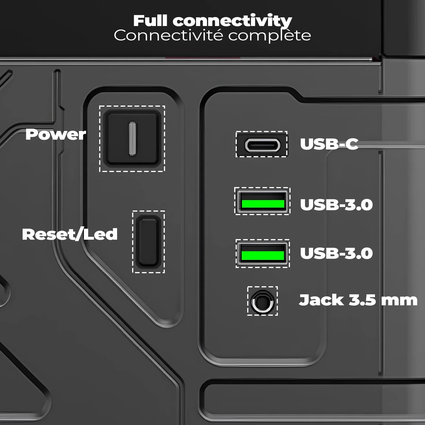EMPIRE GAMING ECM252 Średnia wieża obudowa do gier - wbudowany cyfrowy wyświetlacz (temperatura procesora/GPU, RPM) - 3 wentylatory ARGB - kompatybilne z ATX, Micro-ATX, ITX - USB C (czarny)