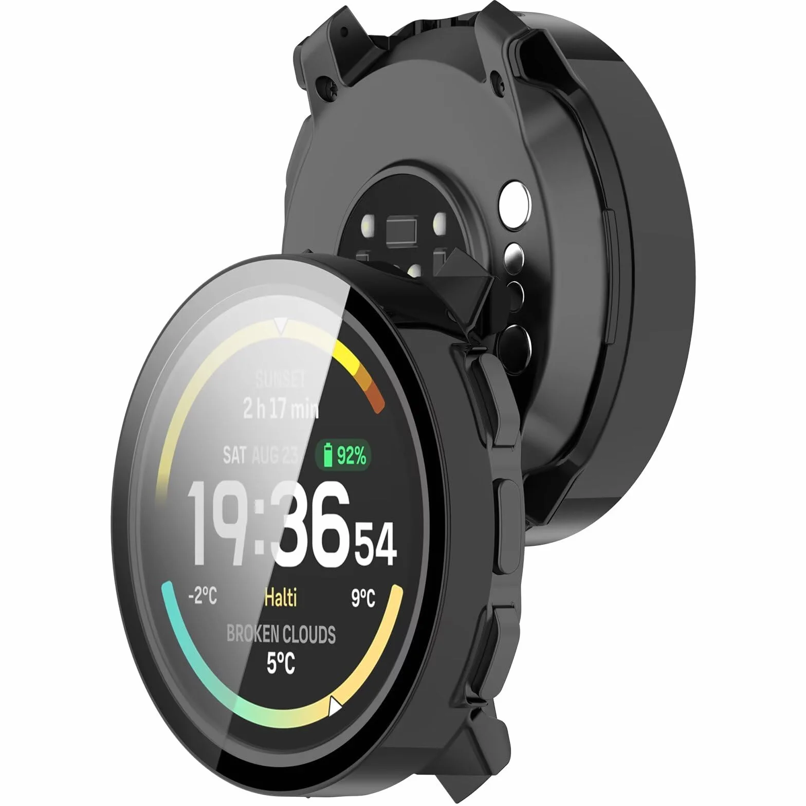 Etui kompatybilne z SUUNTO Vertical 2, PC + folia hartowana, czarne