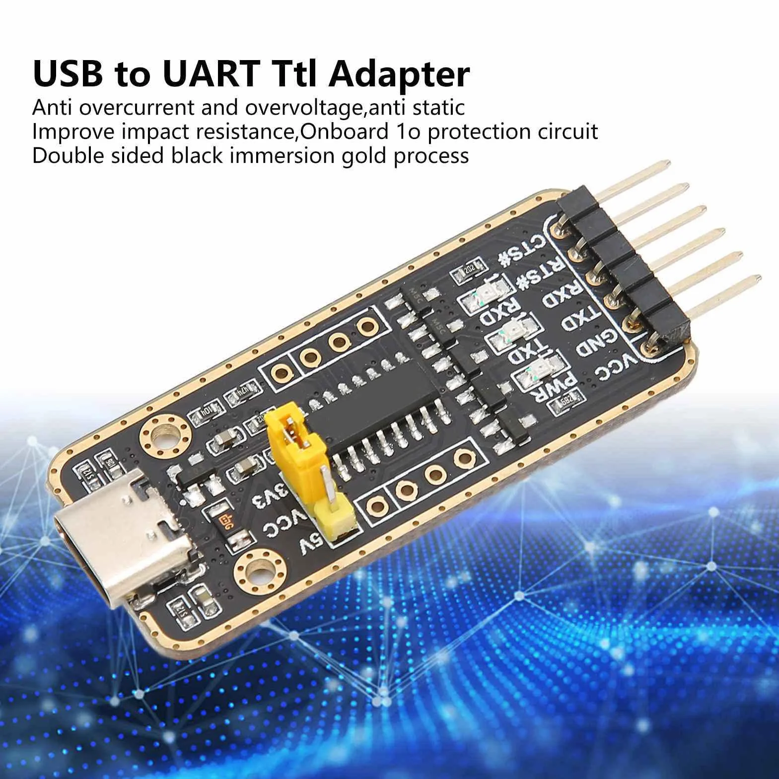 Adapter USB na UART TTL, Moduł Konwertera Szeregowego 6PN, Uniwersalny Moduł Komunikacji Szeregowej, Układ CH343G, Interfejs USB C, Ochrona Przeciwprzepięciowa, dla Systemu
