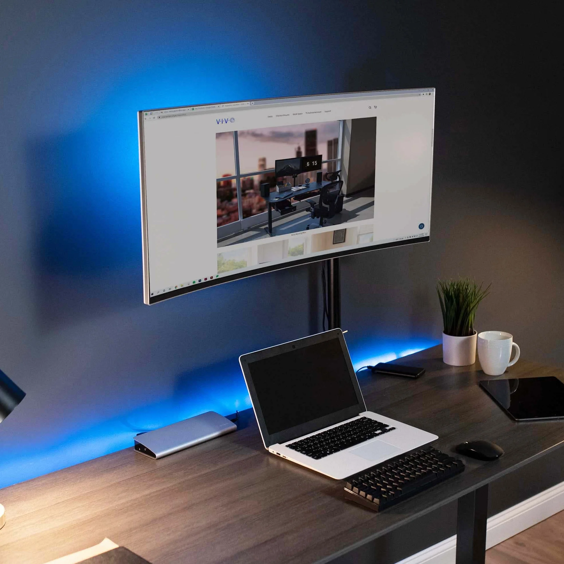 VIVO Uchwyt biurkowy na pojedynczy monitor, bardzo wysoki, w pełni regulowany stojak na 1 ekran LCD do 32 cali, ultraszerokie ekrany do 38", pojemność 10 kg, STAND-V001T