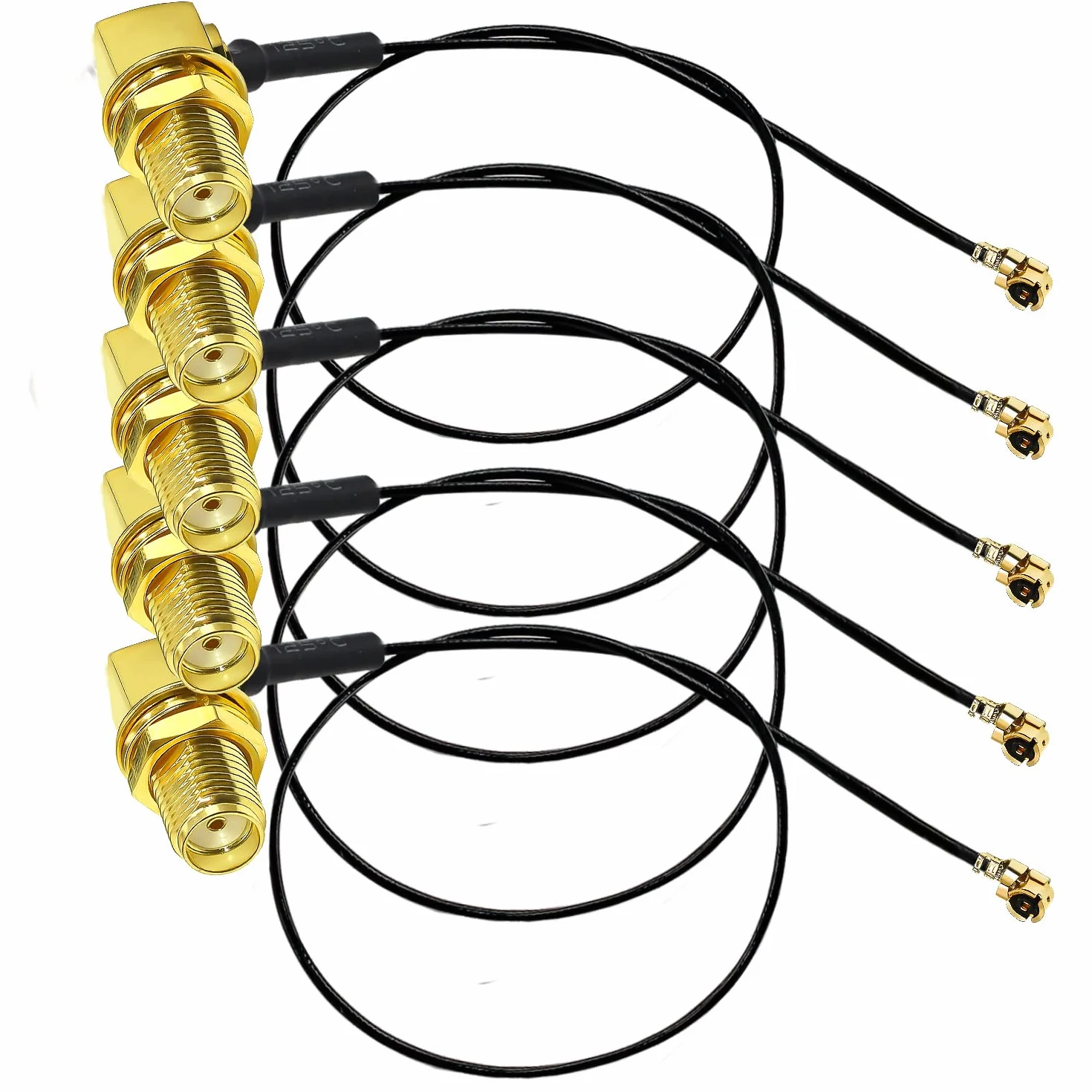 TUOLNK Gniazdo SMA kątowe do U.FL IPX kabel koncentryczny IPX UFL do gniazda SMA, łokieć RF, przedłużacz anteny WiFi, do karty sieciowej, router bezprzewodowy, 30 cm, 5 sztuk