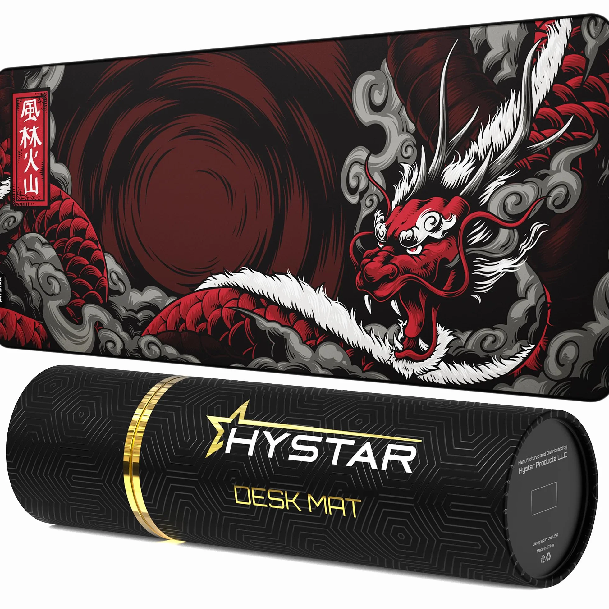 Hystar Rozszerzona podkładka pod mysz do gier | grubość 5 mm, wodoodporna powierzchnia, gładka tkanina poliestrowa i podstawa z naturalnej gumy | mityczny smok (XXL 91 cm x 40 cm)