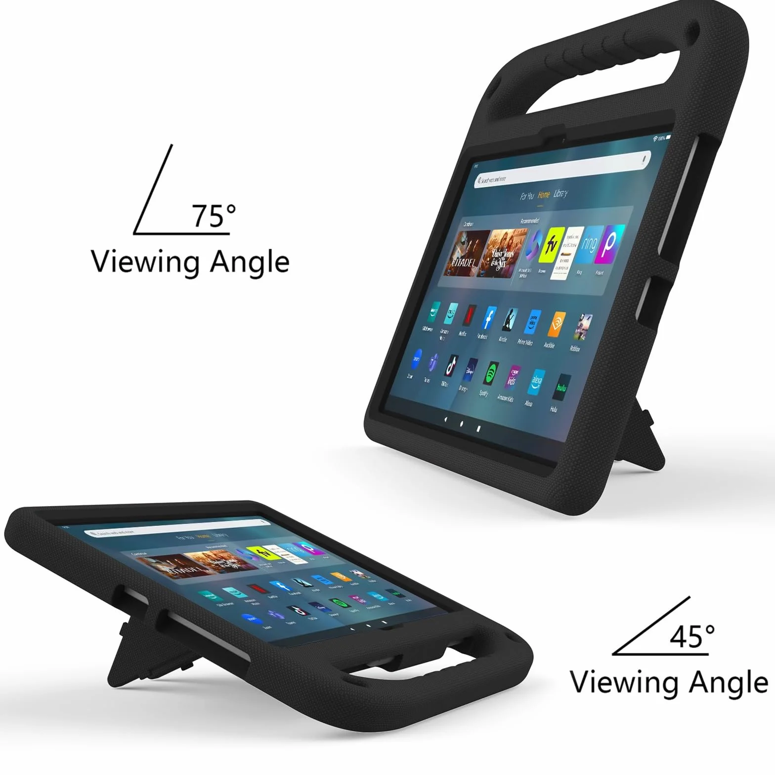 Etui na tablet Kompatybilny z Fire Max 11" 2023, amortyzujący wstrząsy, uchwytem, ​​pianką EVA, ​​solidne etui na tablet dla dzieci, lekkie(Noir)