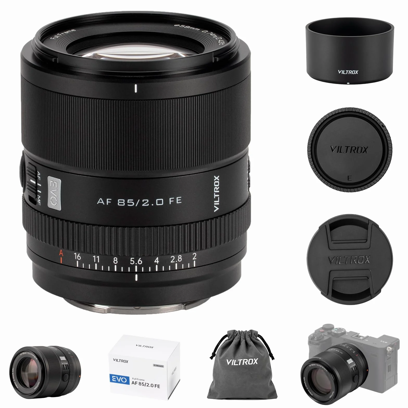 VILTROX 85 mm F2.0 EVO Full Frame obiektyw do aparatu Sony E Mount Camera Lenses z dużą przysłoną autofokus do Sony A5000 A6700 FX3 A1 A7C ZV-E10II FX30 A93 A7CII ZVE1 A7RV