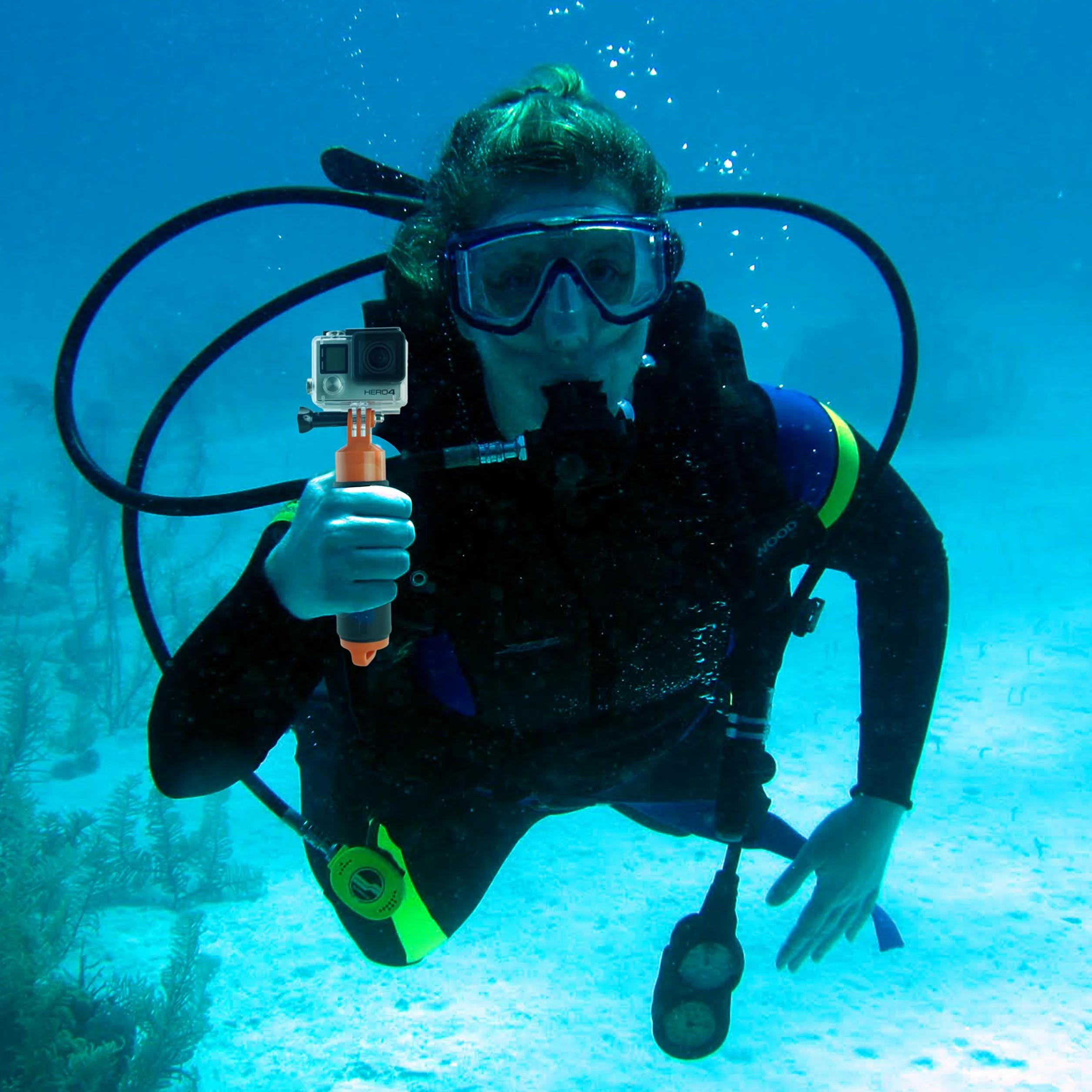 CamKix Premium Pływająca Rękojeść Zgodna z Gopro Hero 8, 7, 6, 5, 4, Session, Black, Silver, Hero+ LCD, 3+, 3, DJI Osmo Action/Pusta Wnęka wewnątrz do Przechowywania Małych Przedmiotów