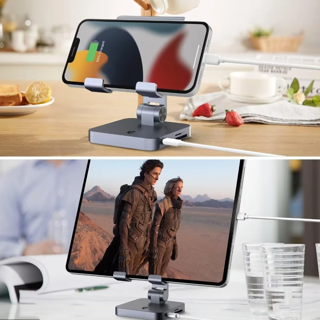 Przenośna stacja dokująca do laptopa 8 w 1, koncentrator USB C ze stojakiem, adapter typu C z HDMI 4K, 2 USB-A 3.0, 100 W PD, gniazdo audio 3,5 mm, czytnik kart SD/TF do tabletów Surface/USB C