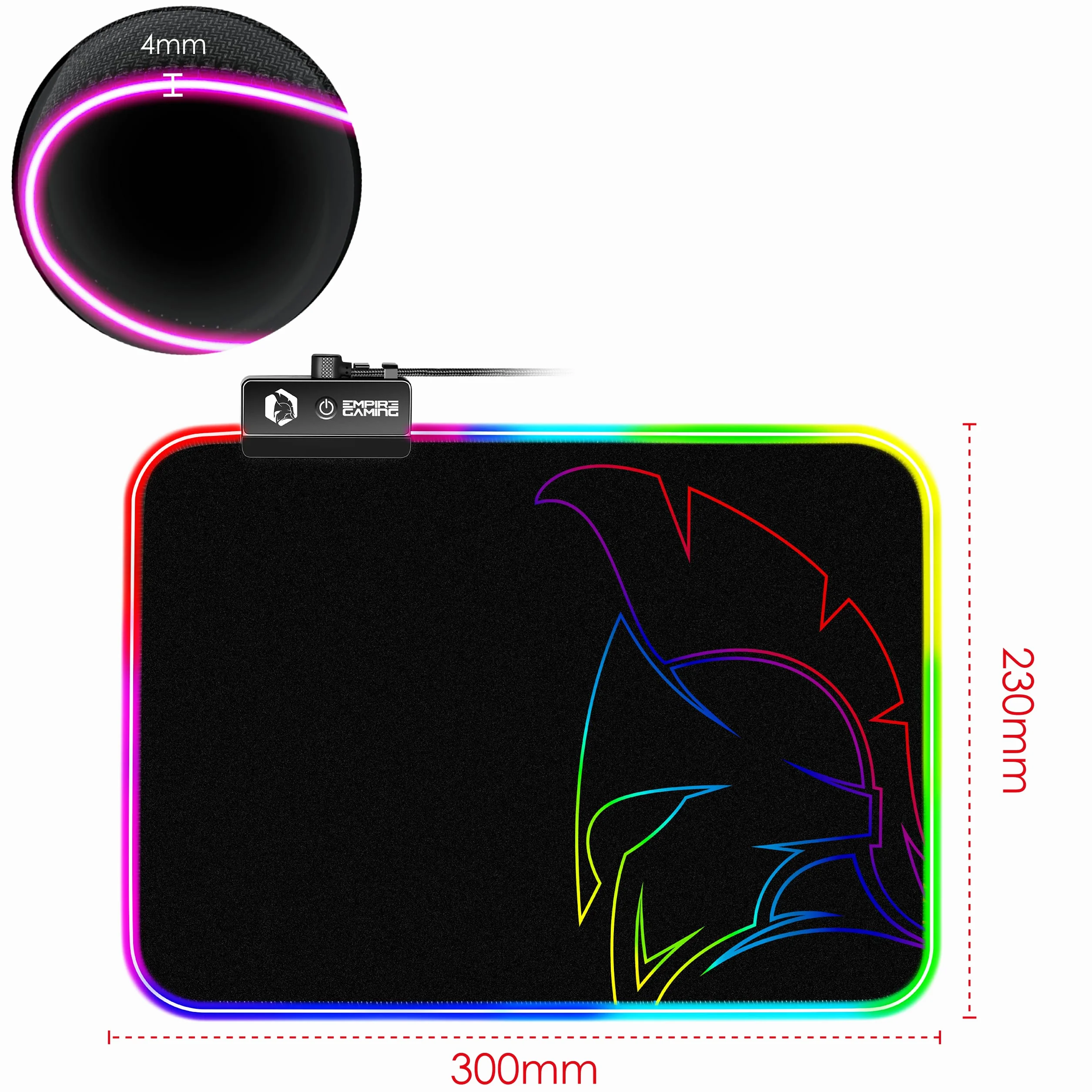 EMPIRE GAMING Dark Rainbow RGB Podkładka pod mysz - 12 trybów oświetlenia LED - Podkładka pod mysz z jasnym podświetleniem - wodoodporna i antypoślizgowa guma - Do gier na PC, MAC i laptopa - 300 x