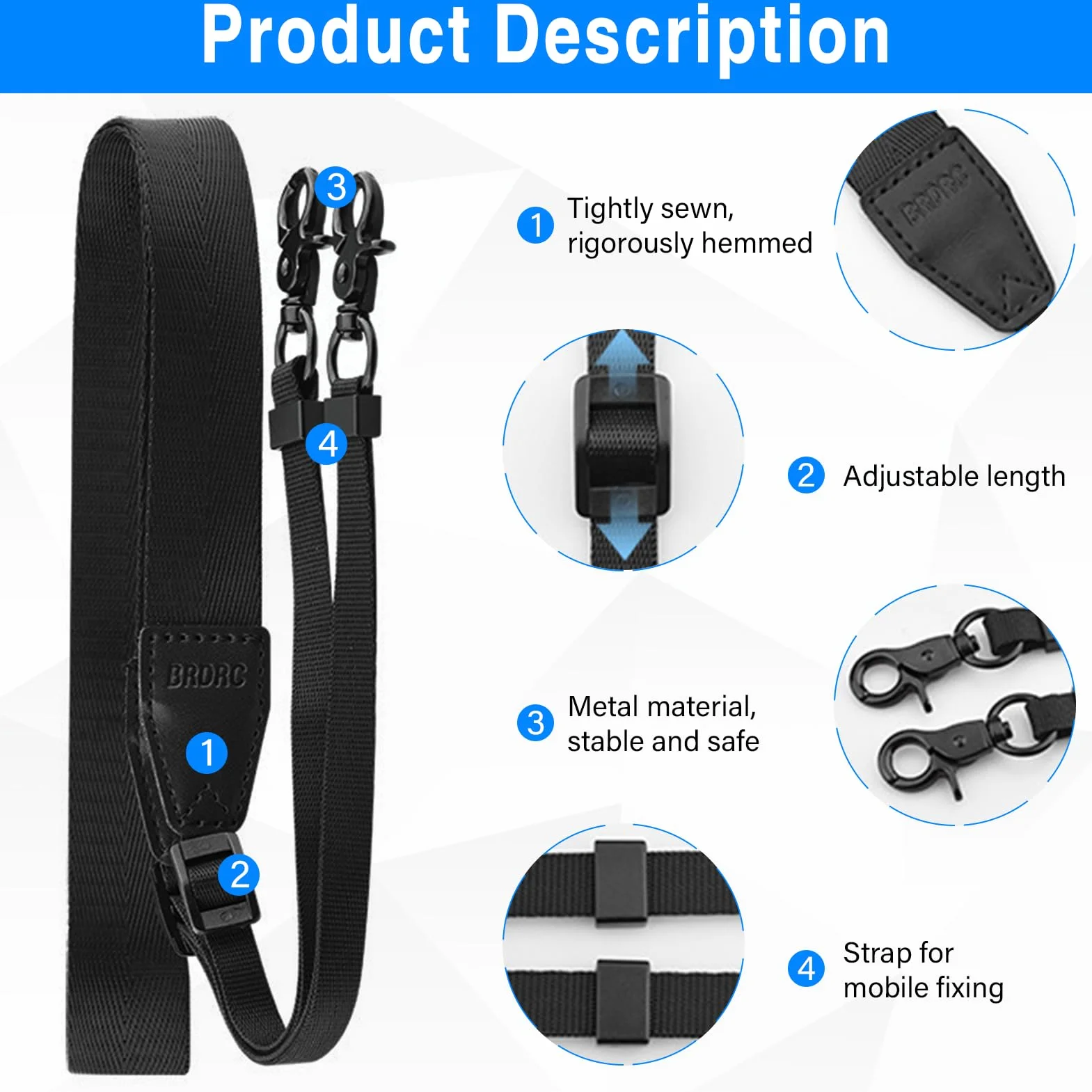 DJI Pasek kontrolera do smyczy RC/RC 2 Mini 3 Pro Mini 4 Pro nylonowy pleciony czarny