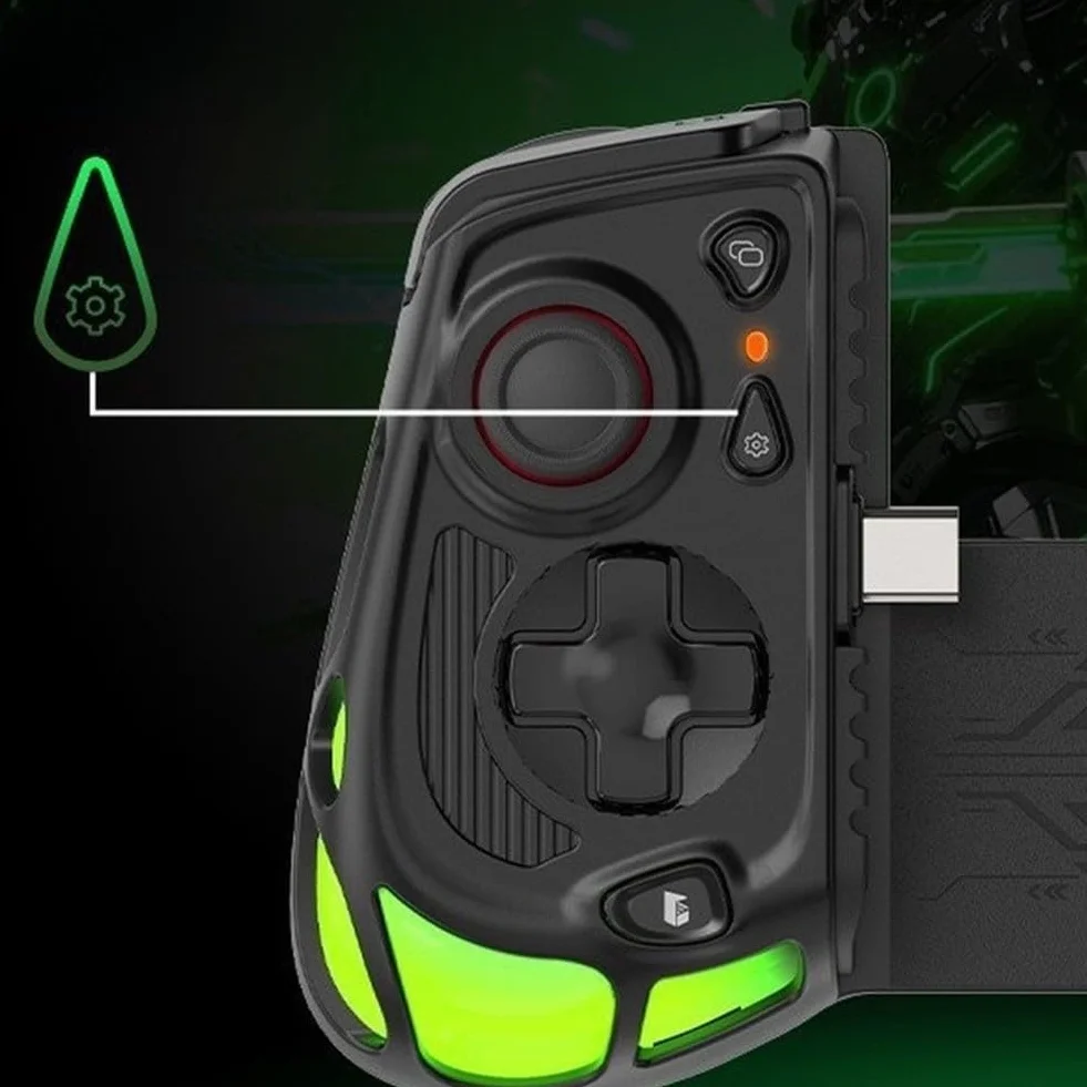 RiseNova Mobilny kontroler do gier z systemem Android i iOS, podwójny joystick do precyzyjnego sterowania, materiał ABS, ergonomiczny uchwyt na długie sesje, czarny
