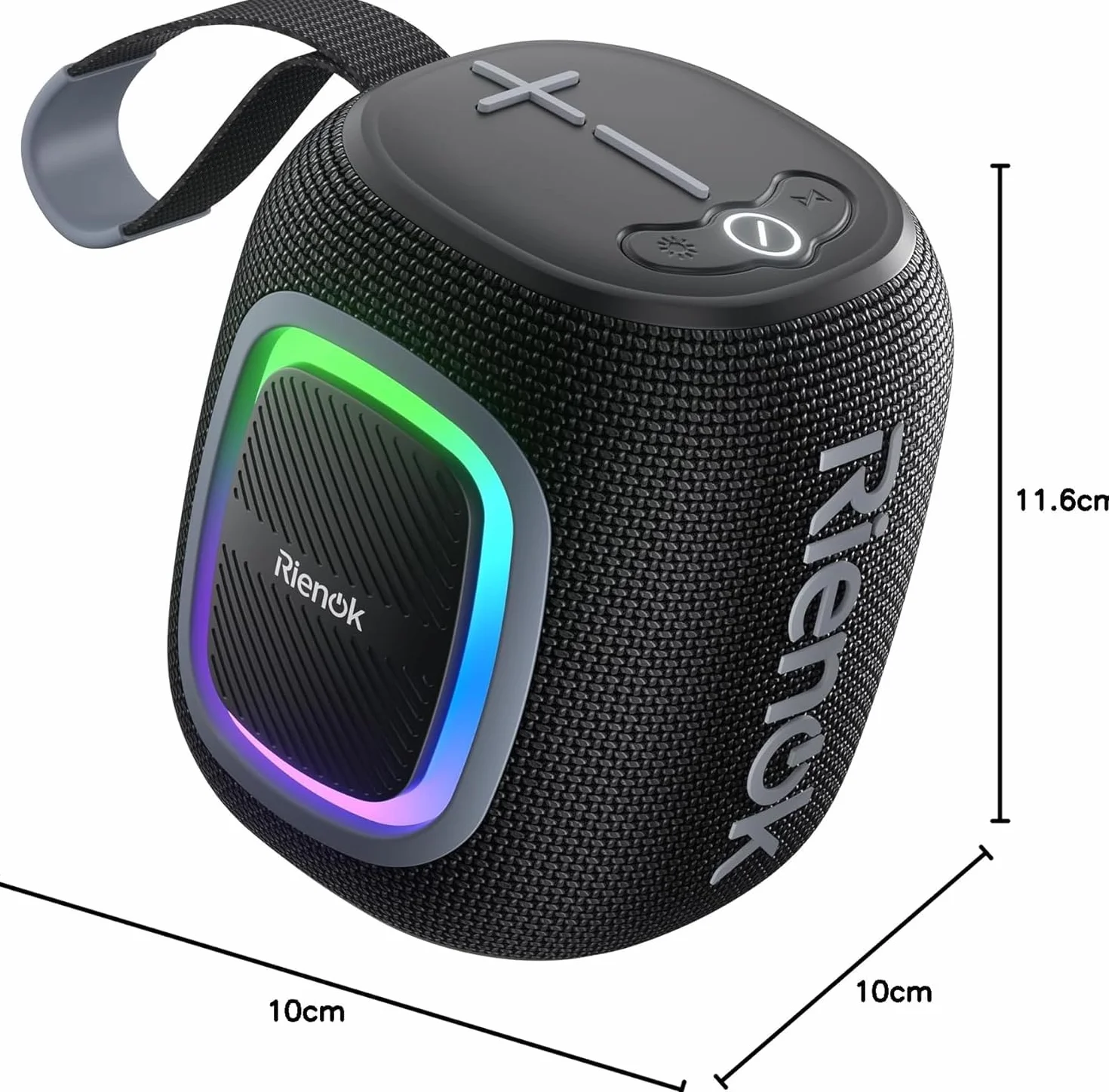 RIENOK Głośnik Bluetooth Bezprzewodowy Wodoodporny Mini Radio FM 15 Godzin Bluetooth 5.3 Karta TF USB Czarny