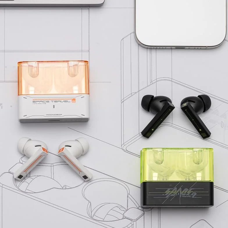 Moondrop Space Travel 2 HiFi redukcja szumów TWS przewodowe słuchawki Bluetooth 6.0 ANC tryb gry o niskim opóźnieniu SBC/AAC (czarny)
