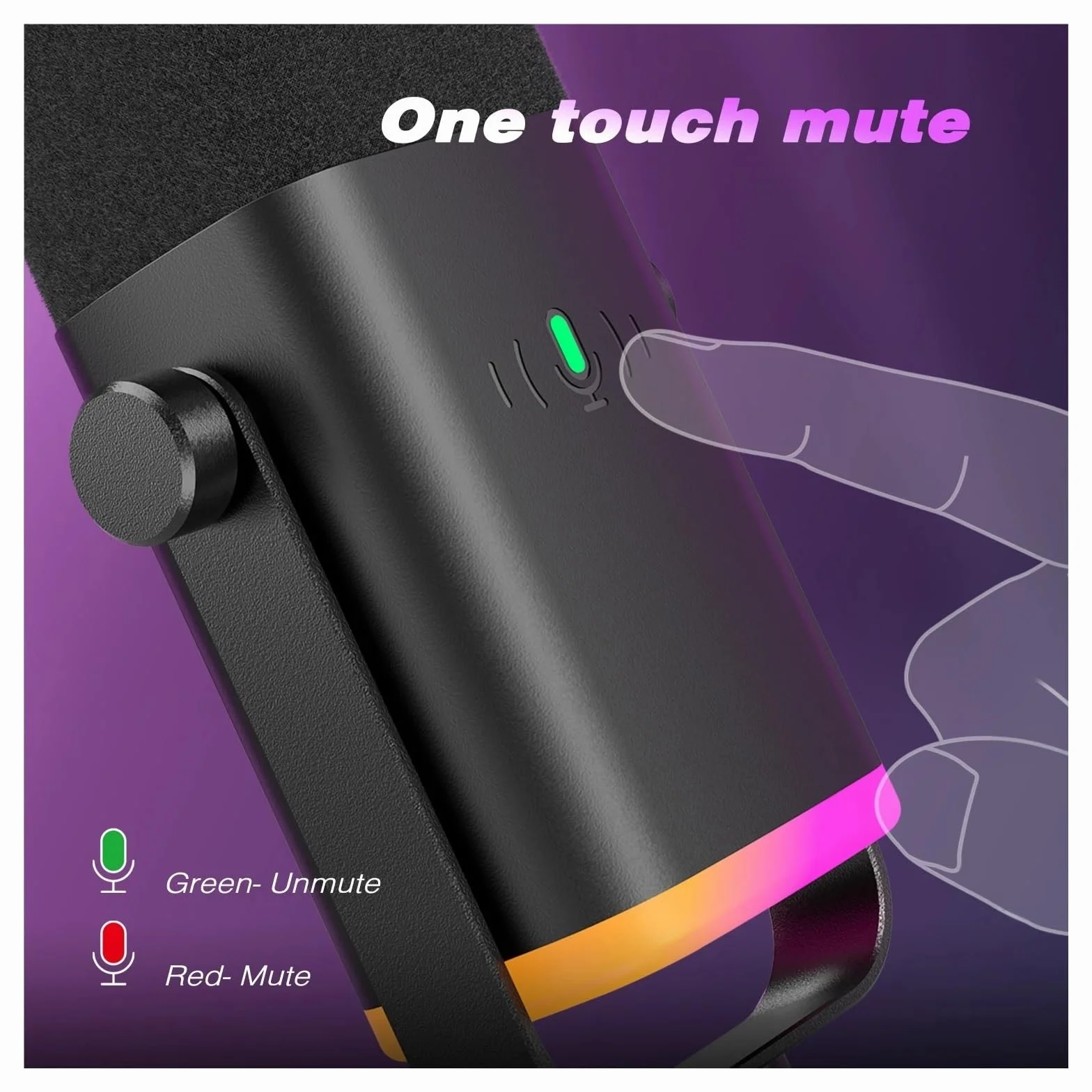 Mikrofon Dynamiczny USB/XLR Z Przyciskiem Wyciszania Dotykowego, Gniazdo Słuchawkowe, Elementy Sterujące We/wy, Mikser PC PS5/4, Do Gier Uniwersalna Kompatybilność(AM8P)