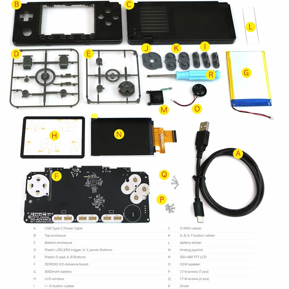 1 x nowa konsola ręczna 3,5 cala 320 * 480 zestaw do Odroid Go Advance
