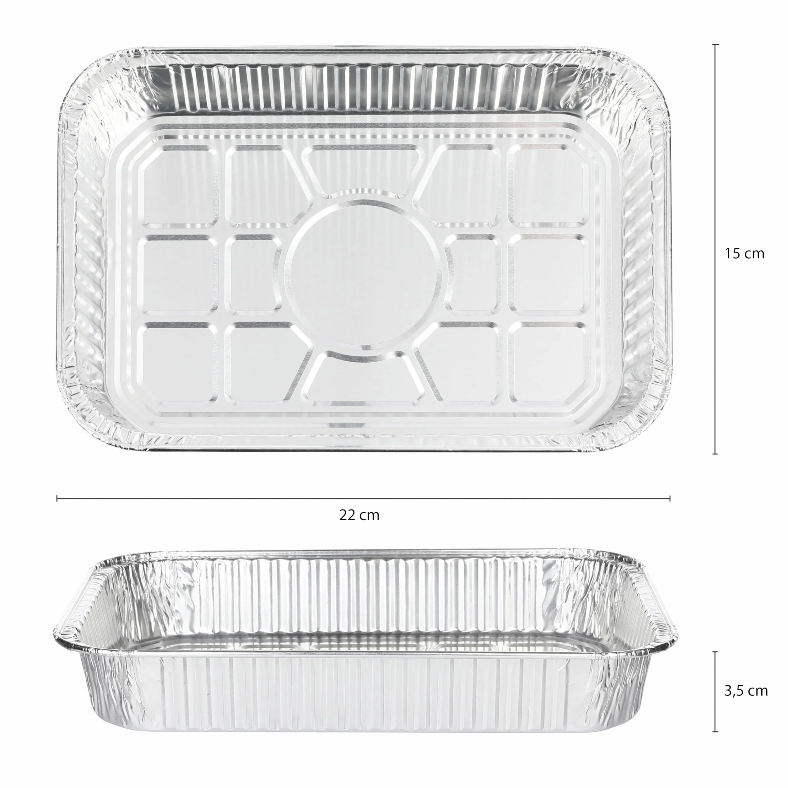 Vaily miseczki aluminiowe małe, 25 sztuk - miseczki grillowe na warzywa - akcesoria do grilla gazowego, węglowego i elektrycznego jako miseczki odłapujące tłuszcz - 22 x 15 cm