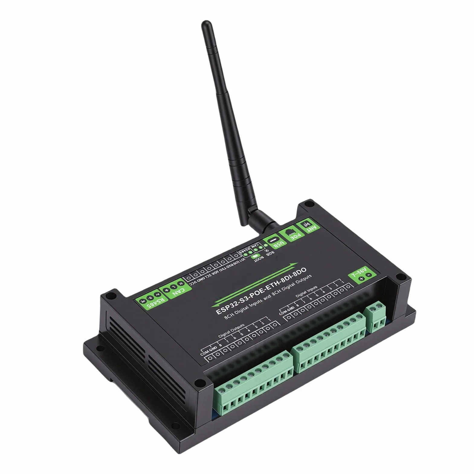 Greensen Przemysłowa Płytka Sterująca, Płytka Rozwojowa ABS dla S3 z 8 Cyfrowymi Wejściami i 8 Kanałami Wyjściowymi, WiFi Bluetooth USB C, dla Inżynierów Automatyki Przemysłowej
