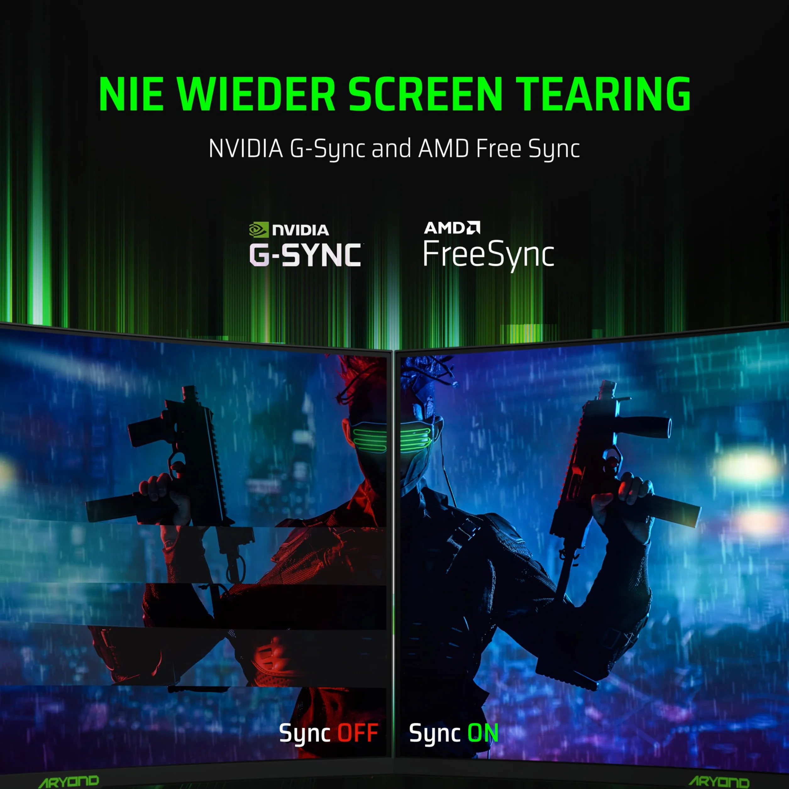 Aryond Zakrzywiony monitor gamingowy A27 V2, zakrzywiony wyświetlacz QHD 27 cali 180 Hz (2560 x 1440), czas reakcji 1 ms, HDR 10, FreeSync, G Sync 119,9%, SRGB, głośniki 2 x Ω8 x 2 W, połączenie HDMI